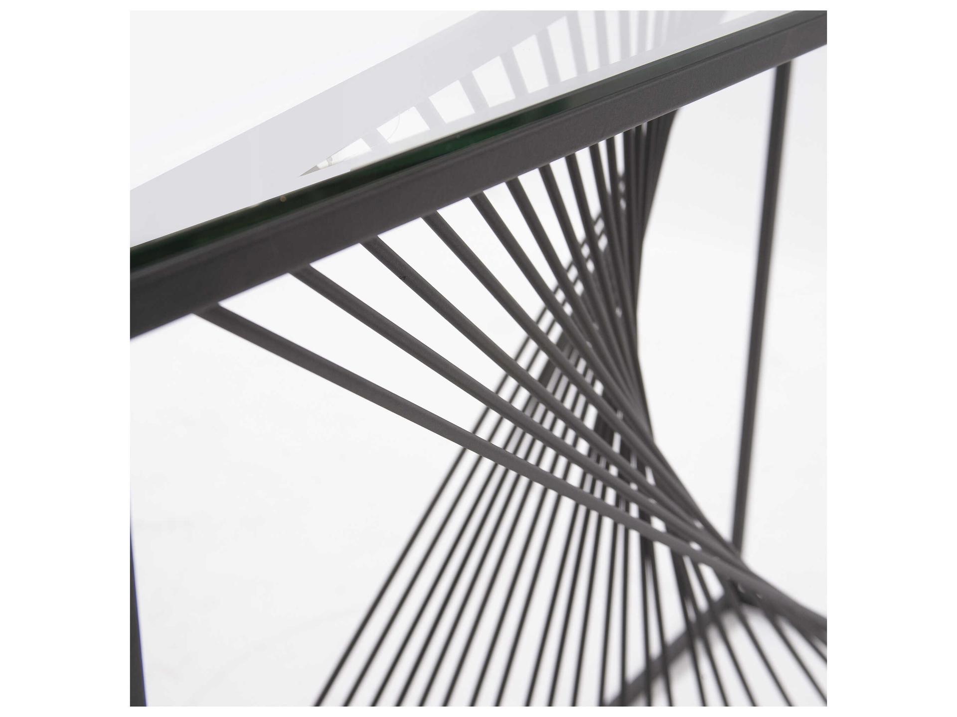 Howard Elliott Optical Twist Rectangular Glass Graphite Console Table