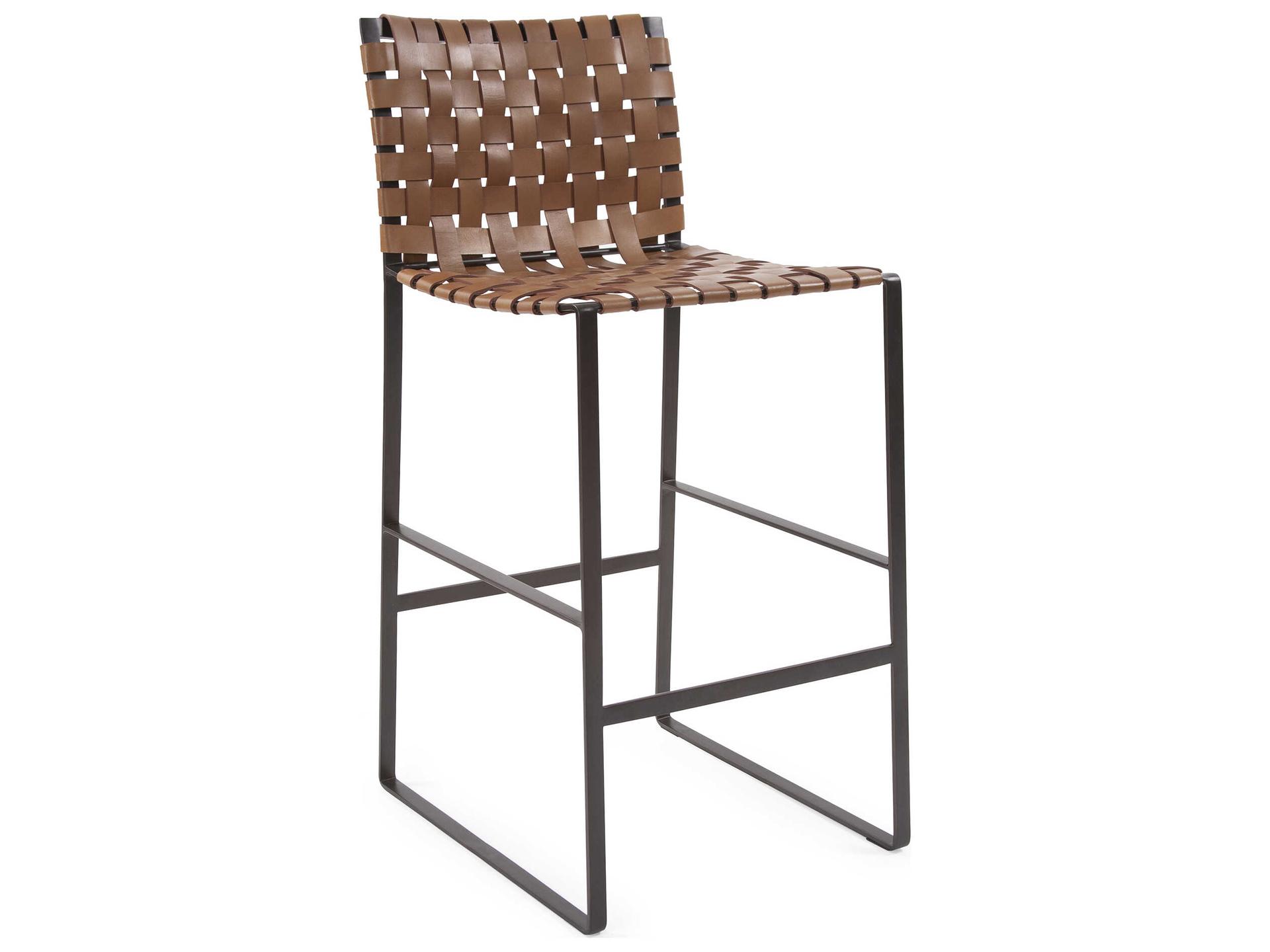 Howard Elliott Irving Buffalo Brown Black Leather Bar Stool