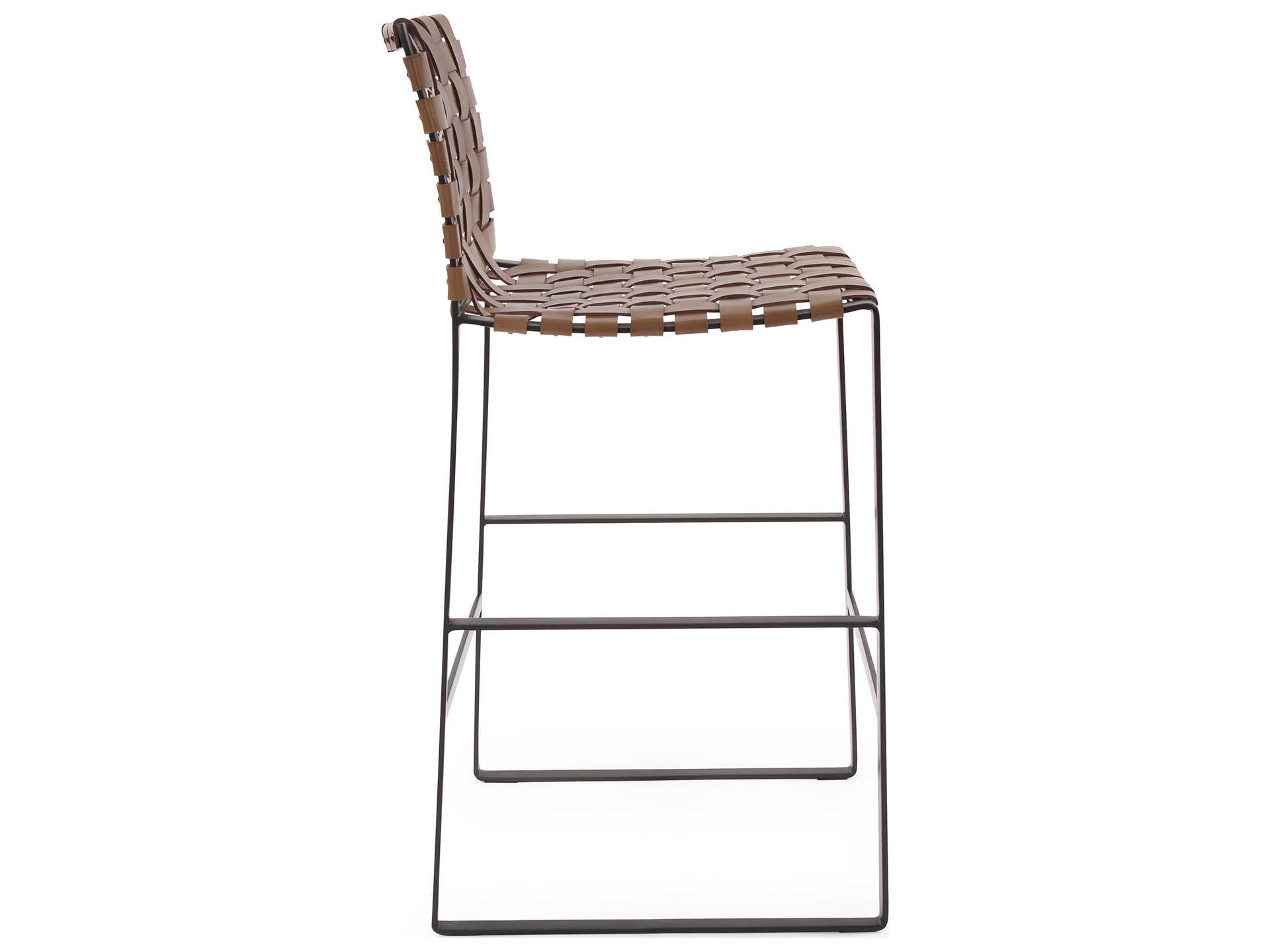 Howard Elliott Irving Buffalo Brown Black Leather Bar Stool