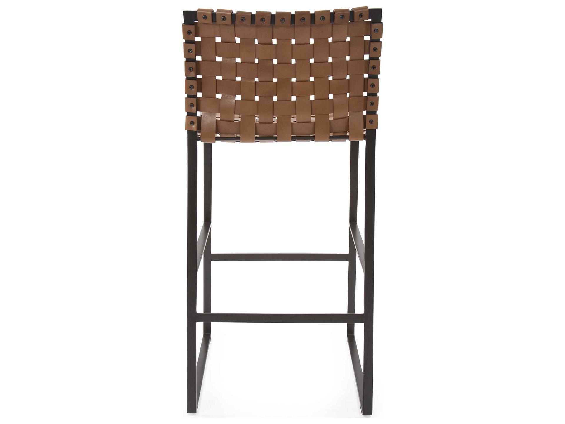 Howard Elliott Irving Buffalo Brown Black Leather Bar Stool