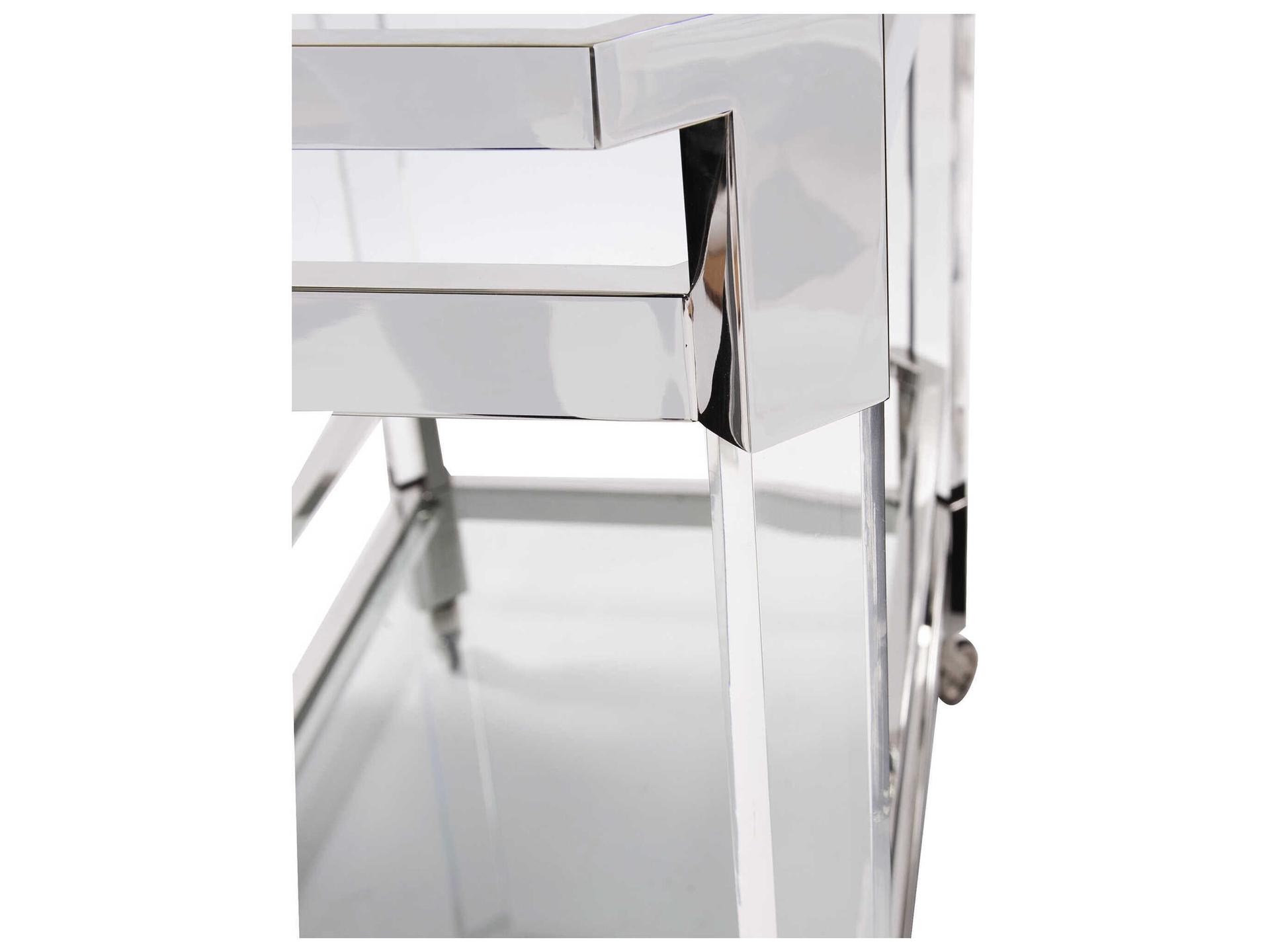Howard Elliott Stainless Steel and Acrylic Bar Cart Glass Silver Bar Cart
