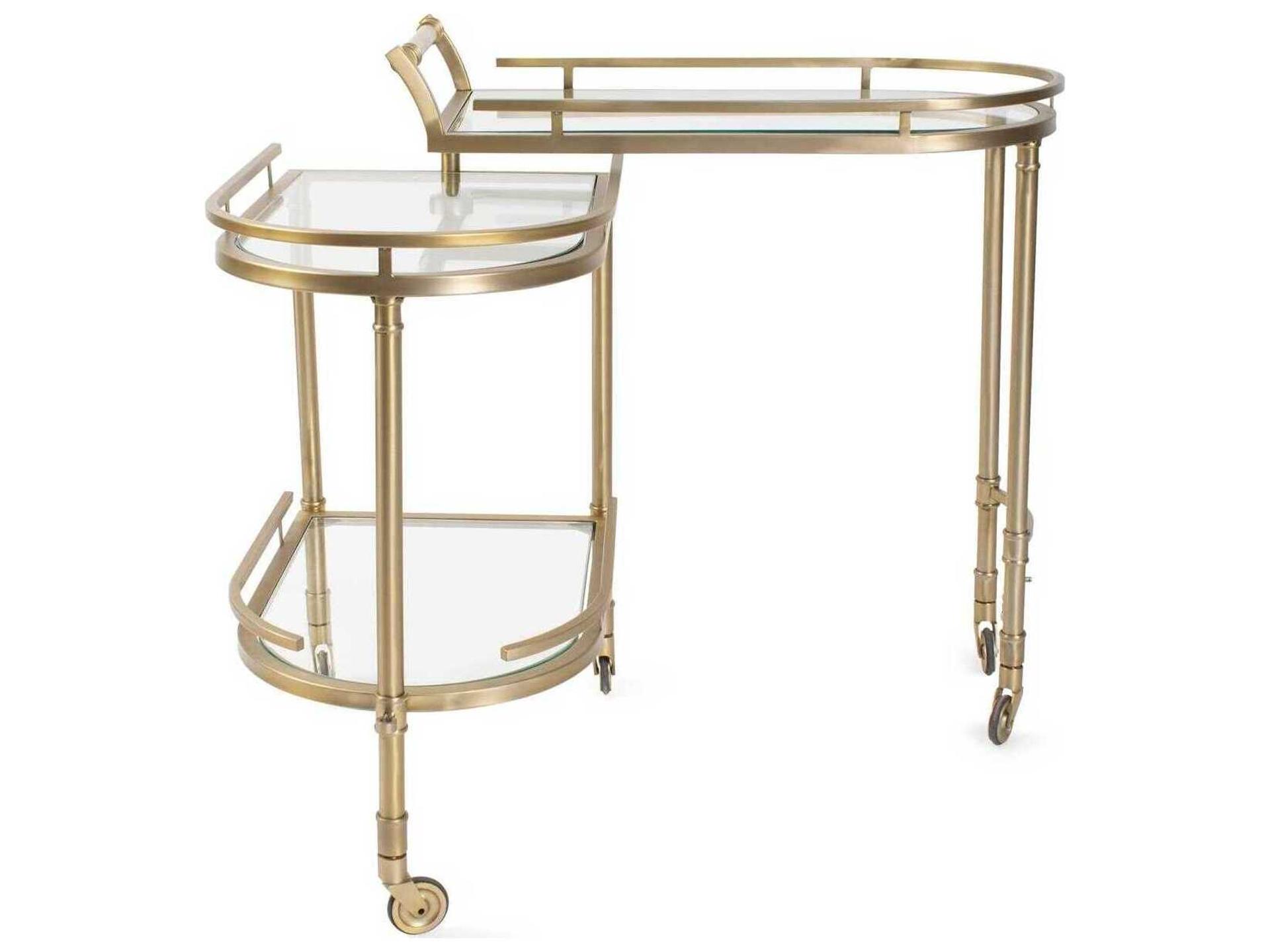 Howard Elliott Carmelo Glass Matte Gold Bar Cart