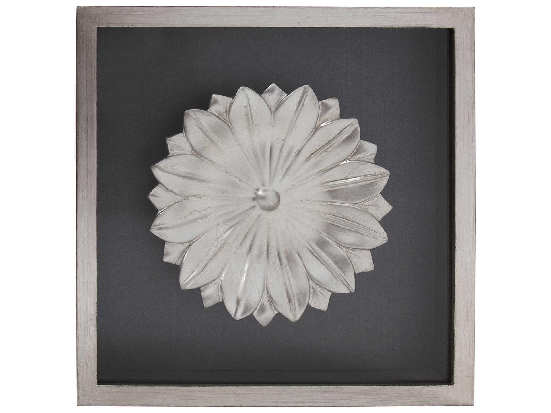 14-Inch Silver Lotus Flower Wood Wall Art