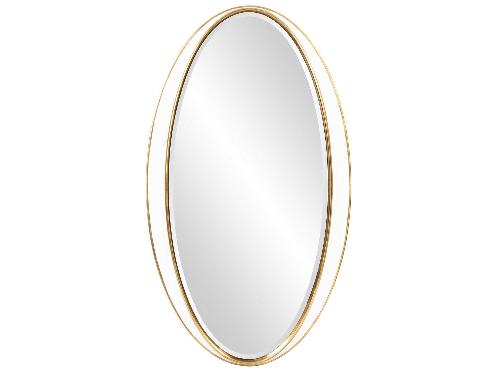 Rania Oval Wall Mirror in White and Gold