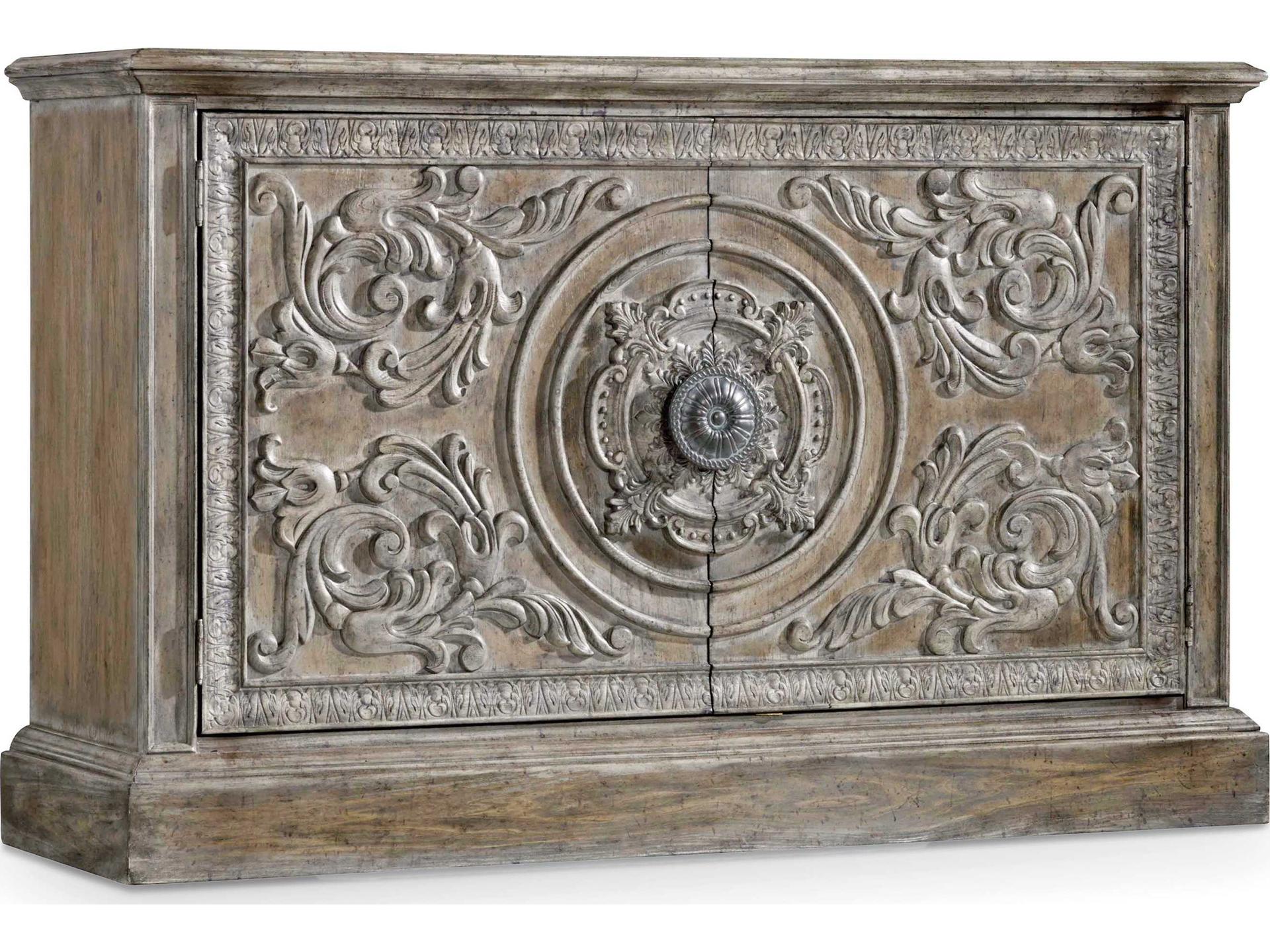 Melange Two-Door Accent Console in Soft Driftwood Finish