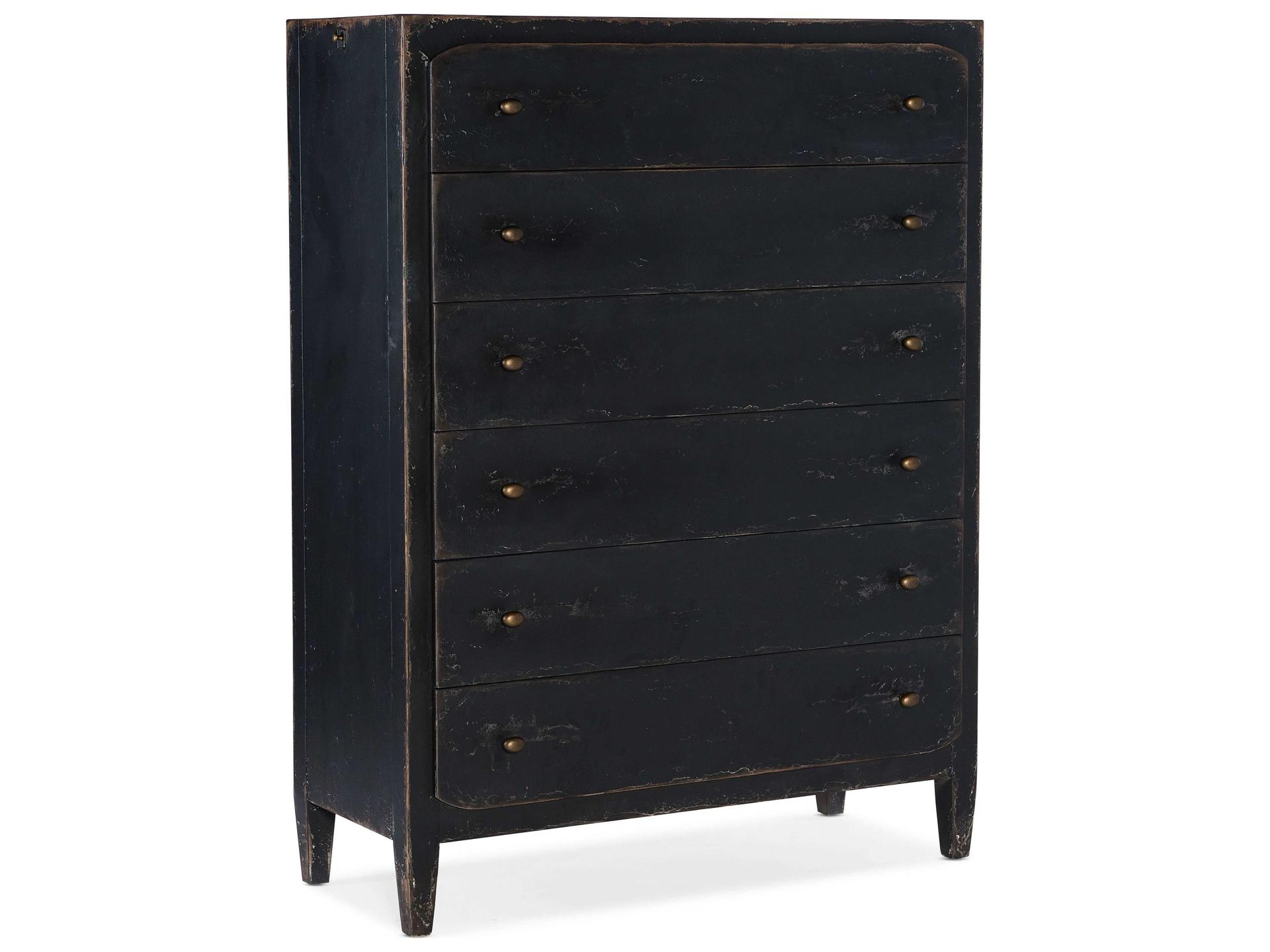Ciao Bella Six-Drawer Chest in Distressed Black