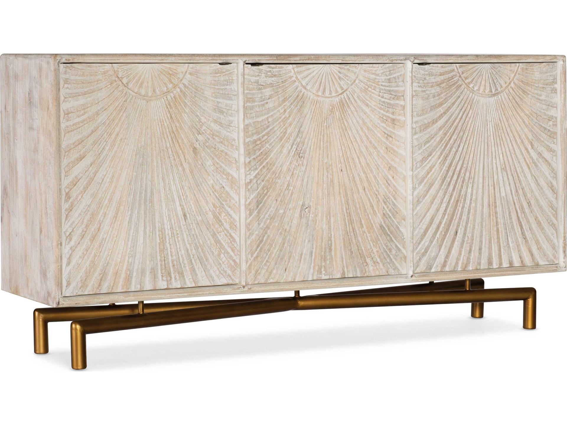 Contemporary Coastal Entertainment Console in Rustic Light Wood