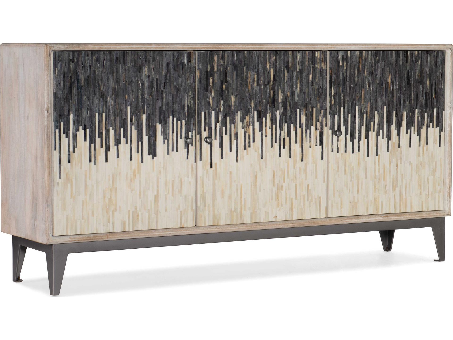 Melange Three Door Console in Rustic Light Wood Finish