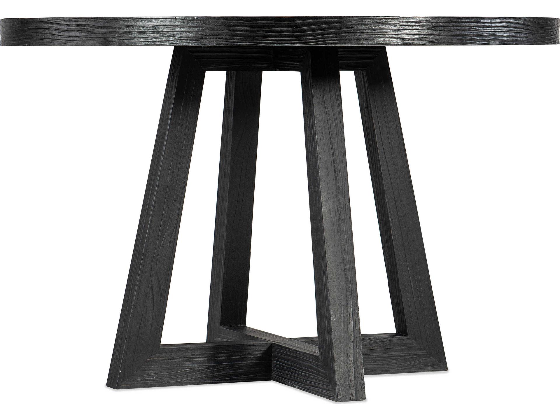 Chapman Round 46-Inch Dining Table in Charred Black Pine Veneers