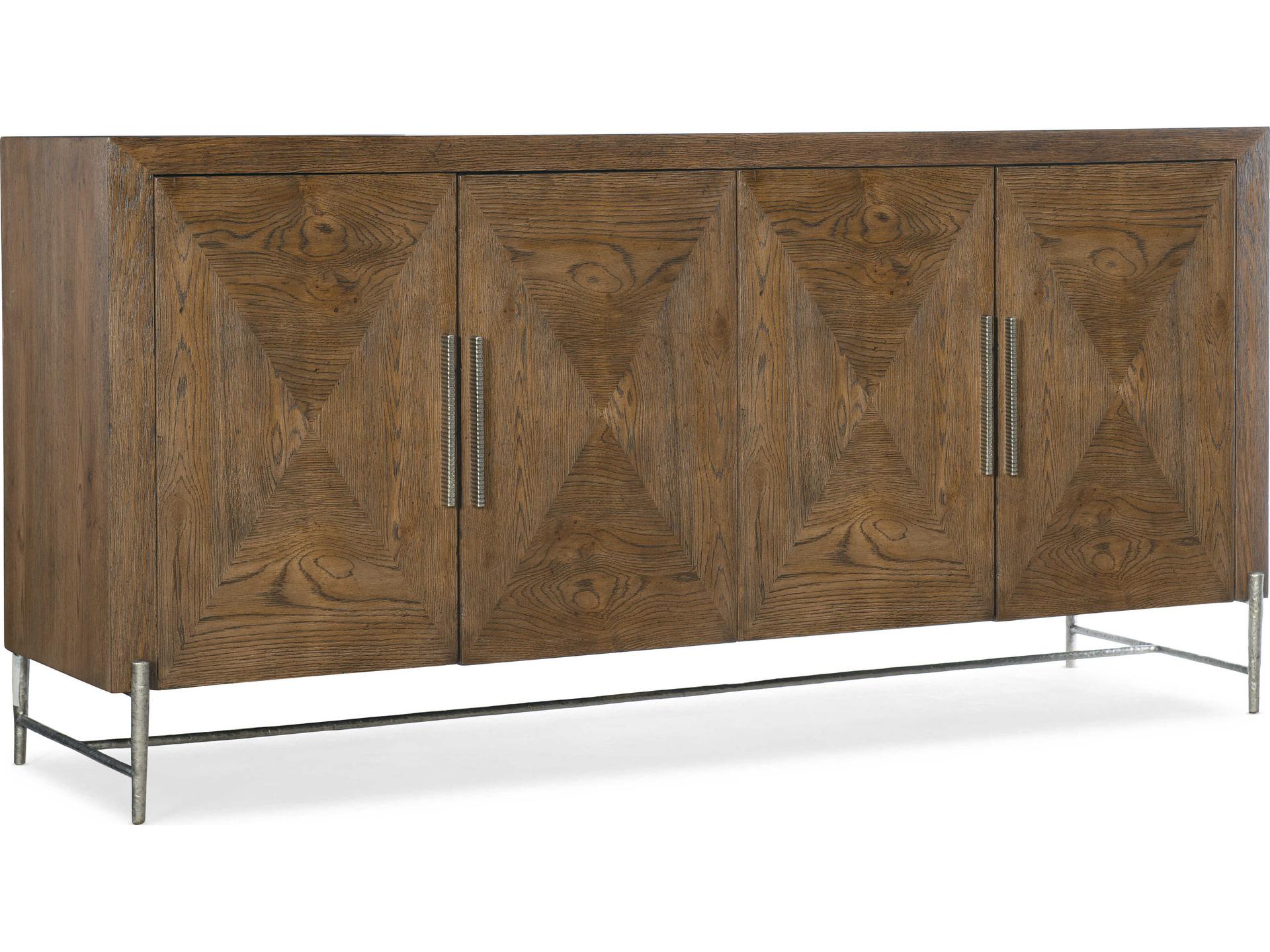 Chapman 74 Inch Oak Wood Sorrel Sideboard with Pewter Accents
