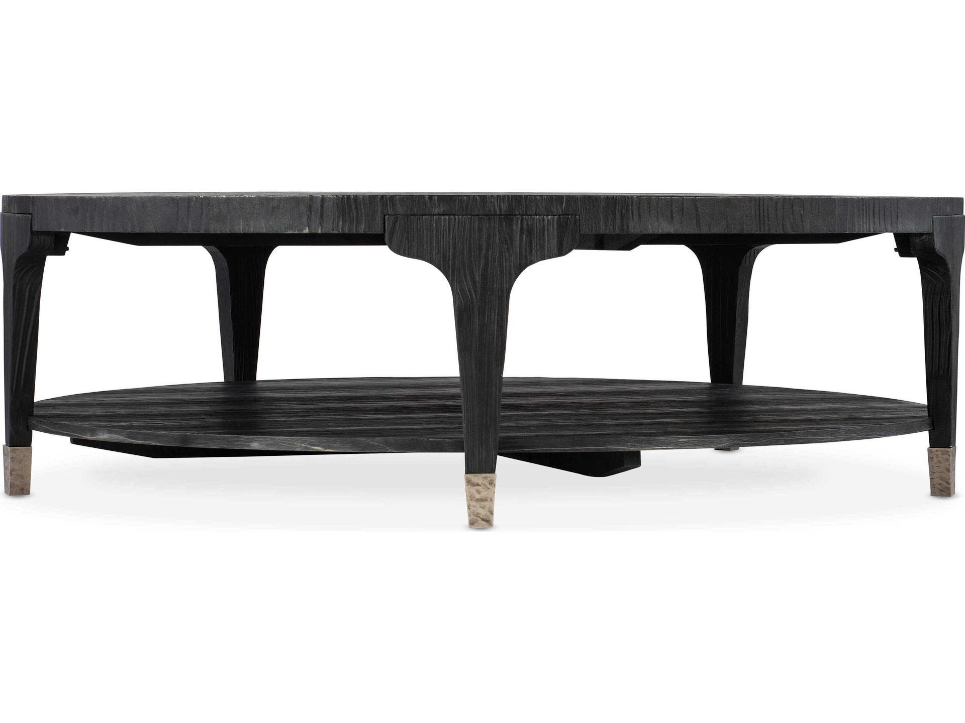 Chapman Round Coffee Table with Shou Sugi Ban Charred Black Finish
