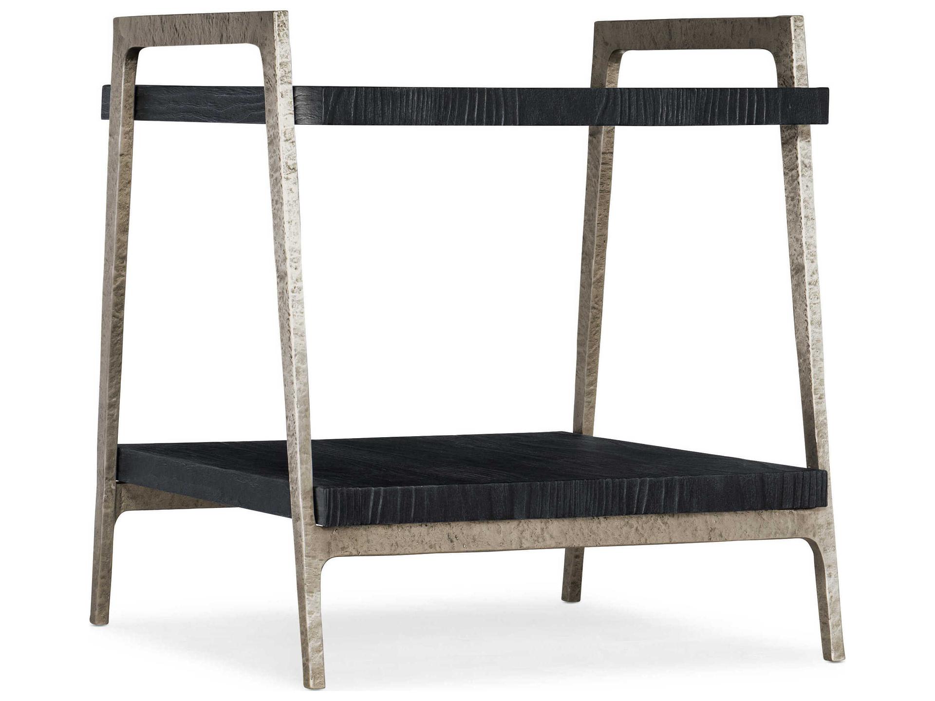 Chapman Shou Sugi Ban Rectangle Wood End Table in Charred Black