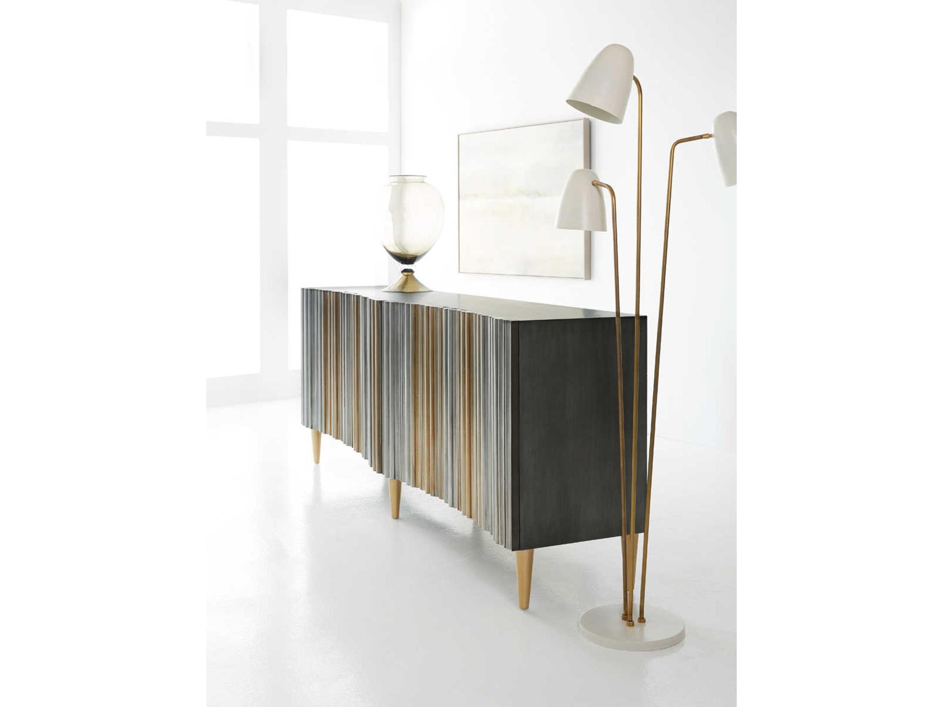Hooker Furniture Melange Apollo 92" Poplar Wood Silver Gold Media Console