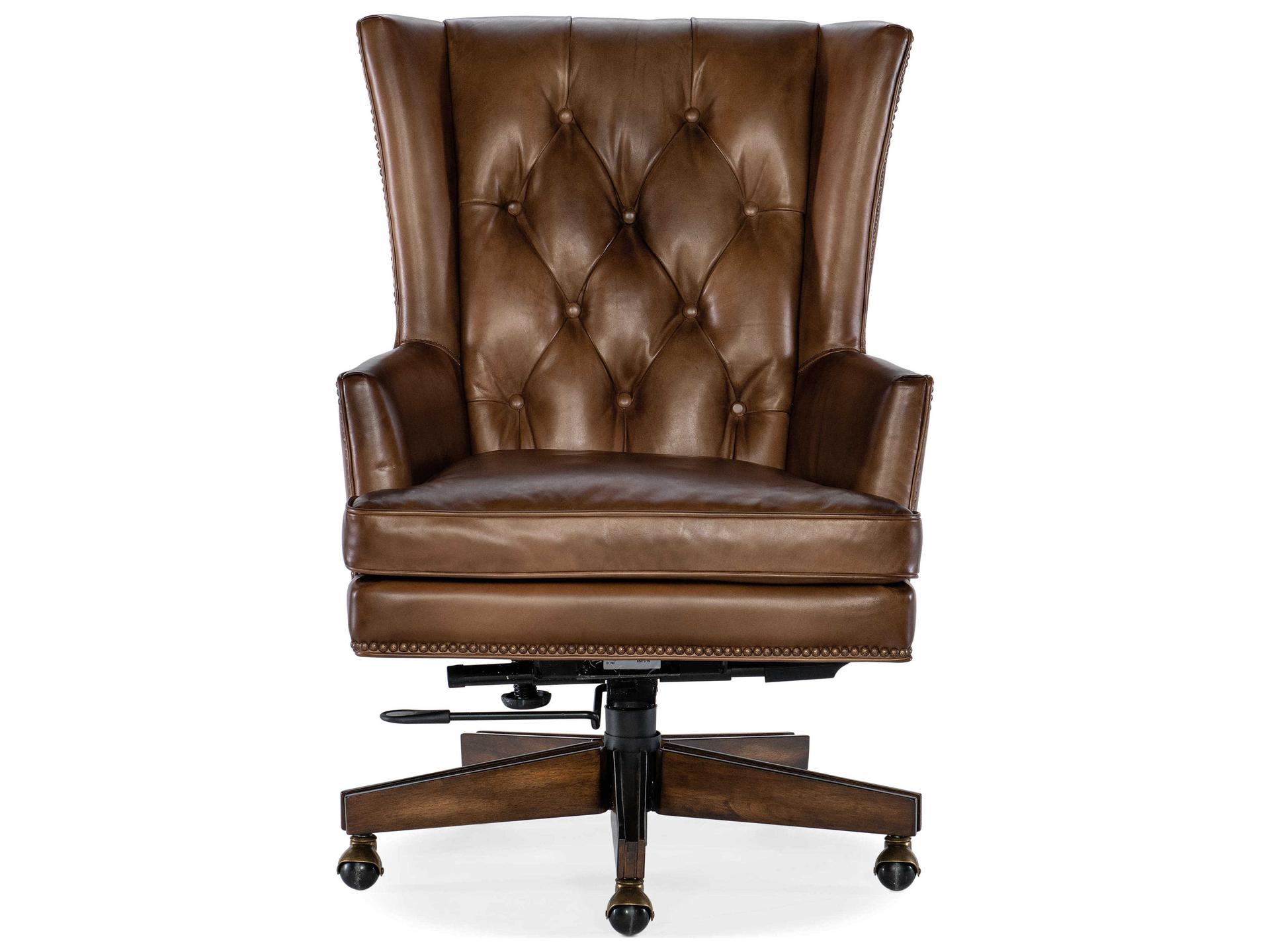 Luxecor Finley Brown Leather Adjustable Executive Desk Chair