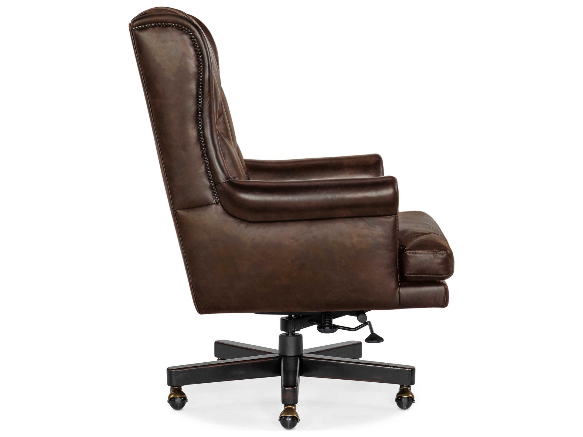 Hooker Furniture Charleston Brown Leather Swivel Executive Desk Chair