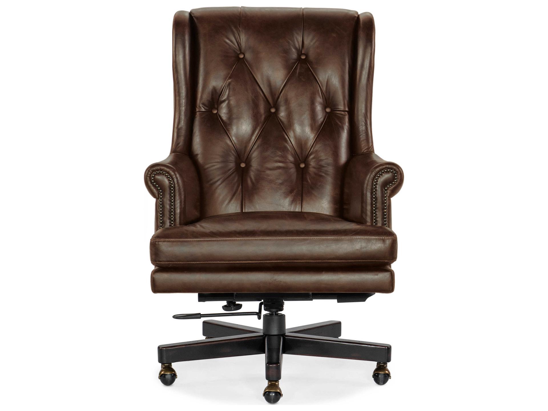 Hooker Furniture Charleston Brown Leather Swivel Executive Desk Chair