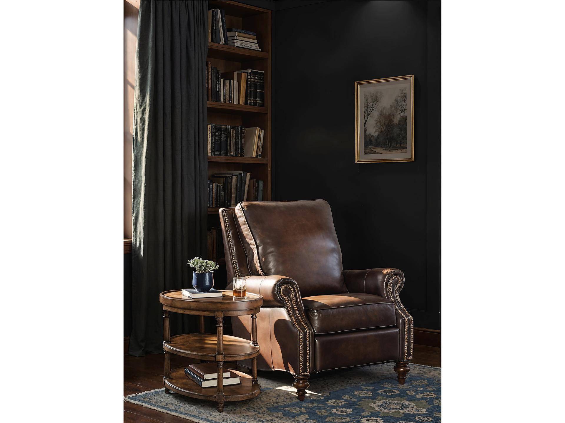 Hooker Furniture Sedona Chateau Dark Walnut Brown Leather Recliner