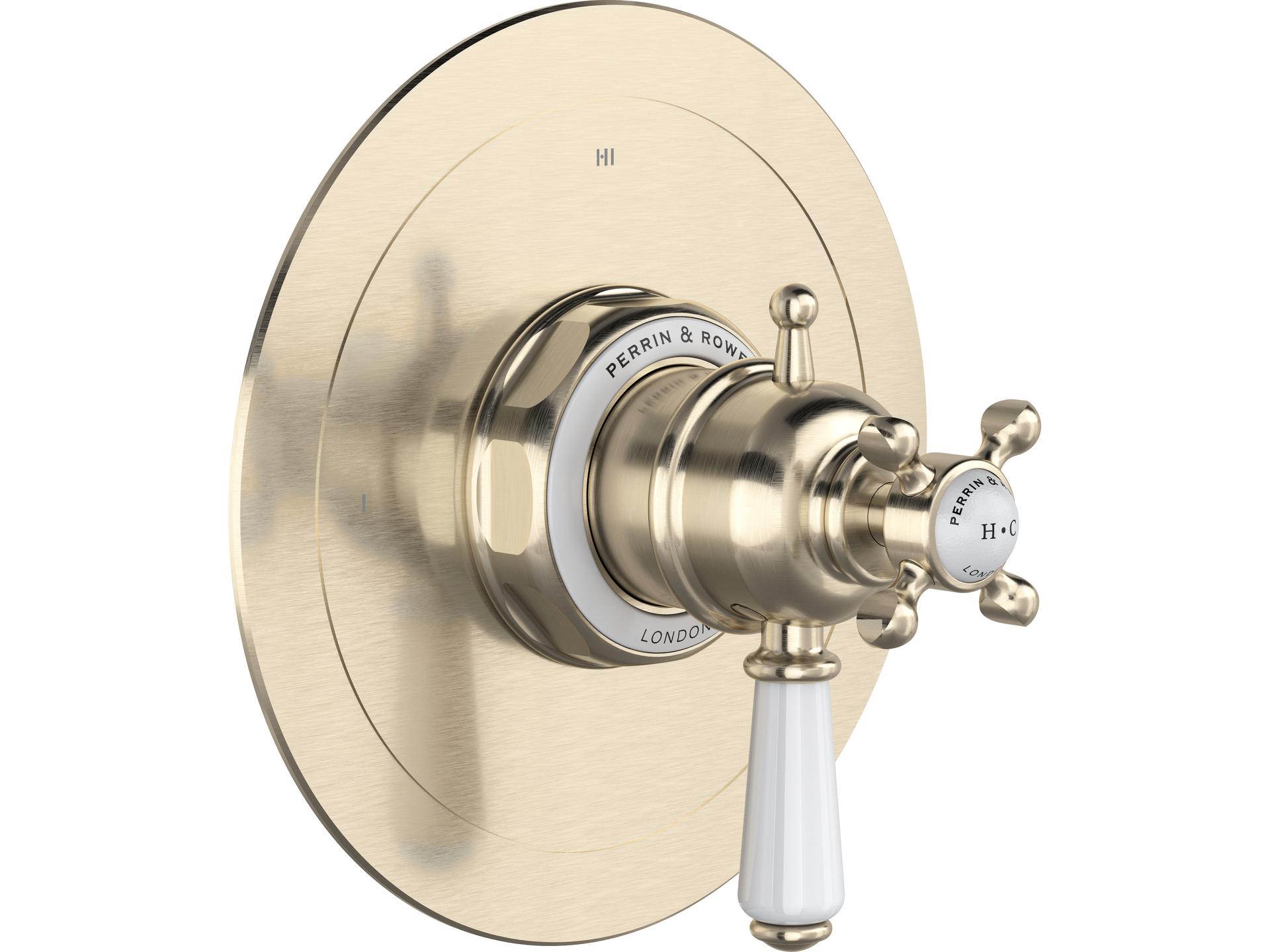 Edwardian Satin NIckel 1/2" Therm  and  Pressure Balance Trim with 3 Functions