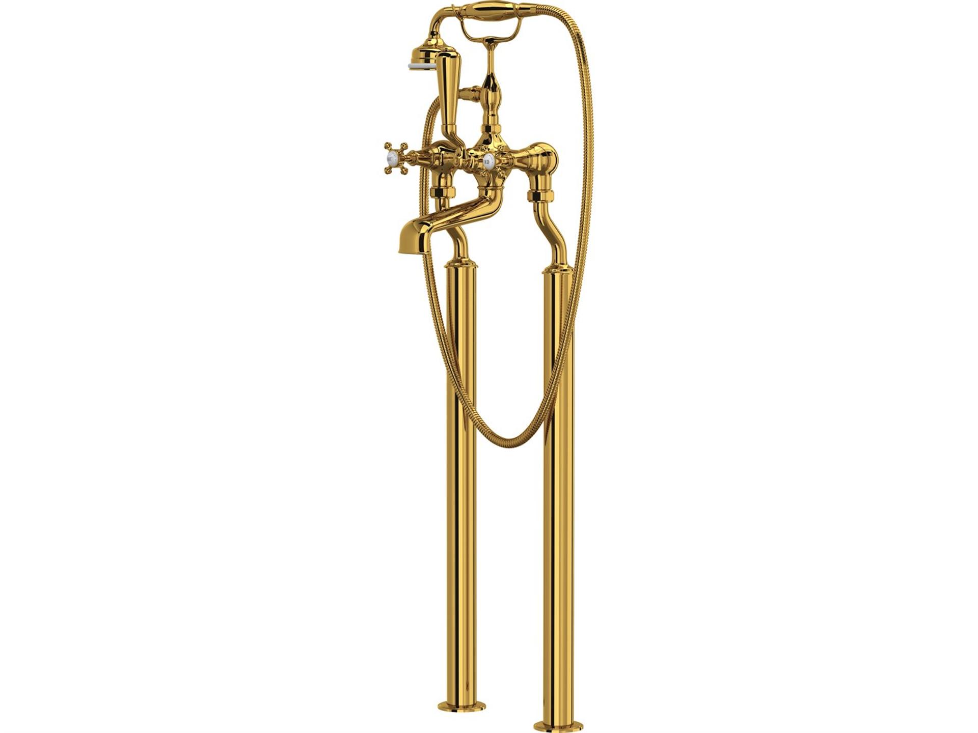 Georgian Era Unlacquered Brass Floor Mount Tub Filler