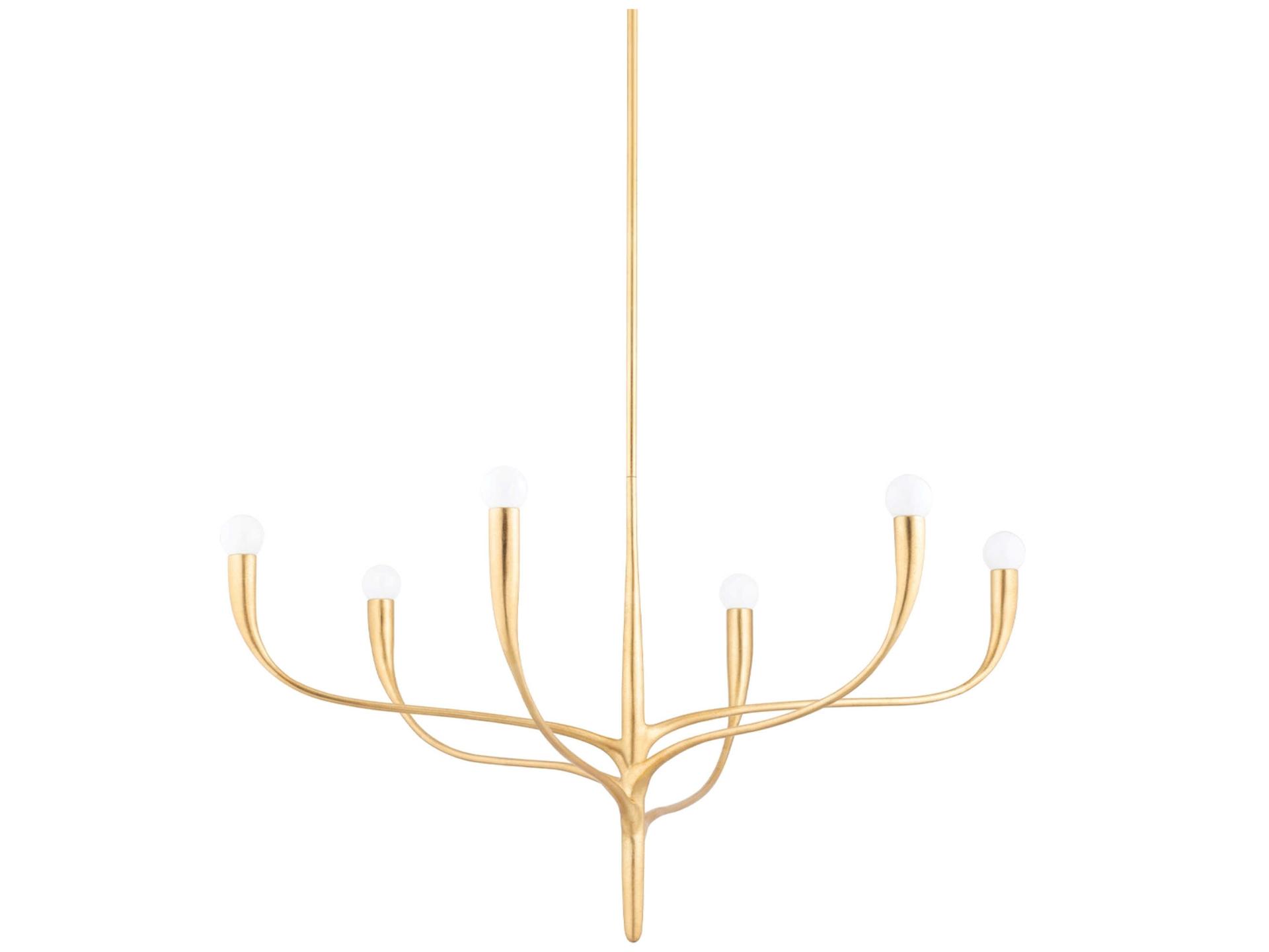 6-Light Labra Chandelier Vintage Gold Leaf Modern Geometric