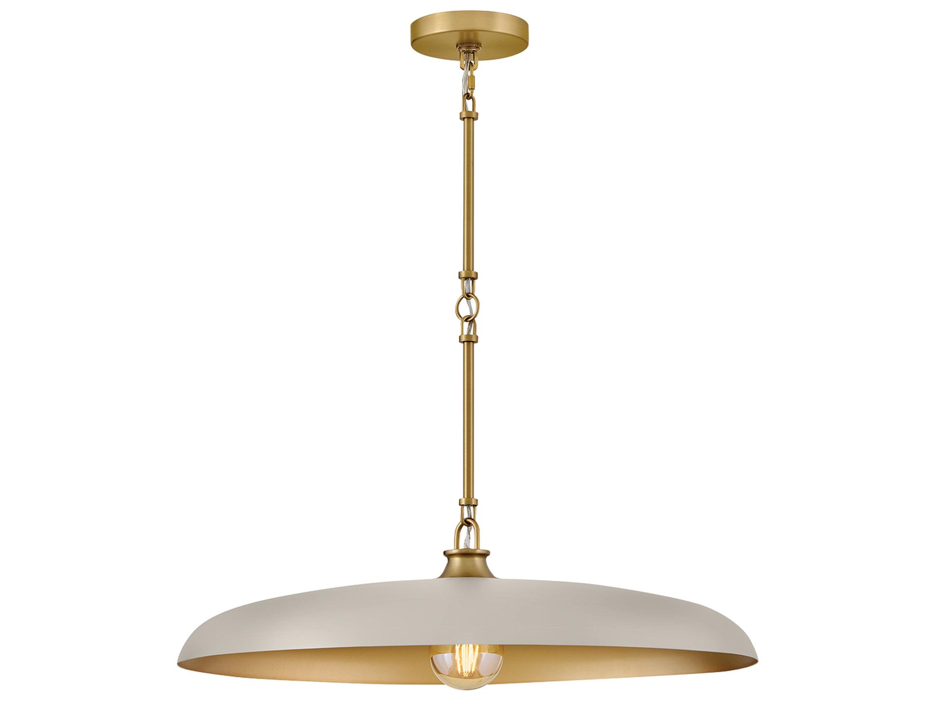 1-Light Sadie Chandelier in Lacquered Brass and Light Taupe