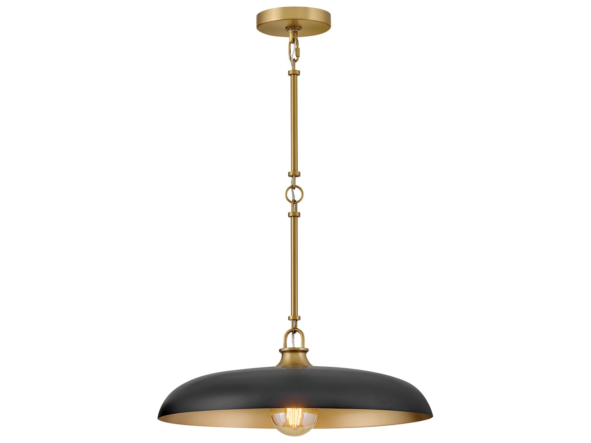 Sadie 1-Light Dome Pendant Light in Lacquered Brass and Black