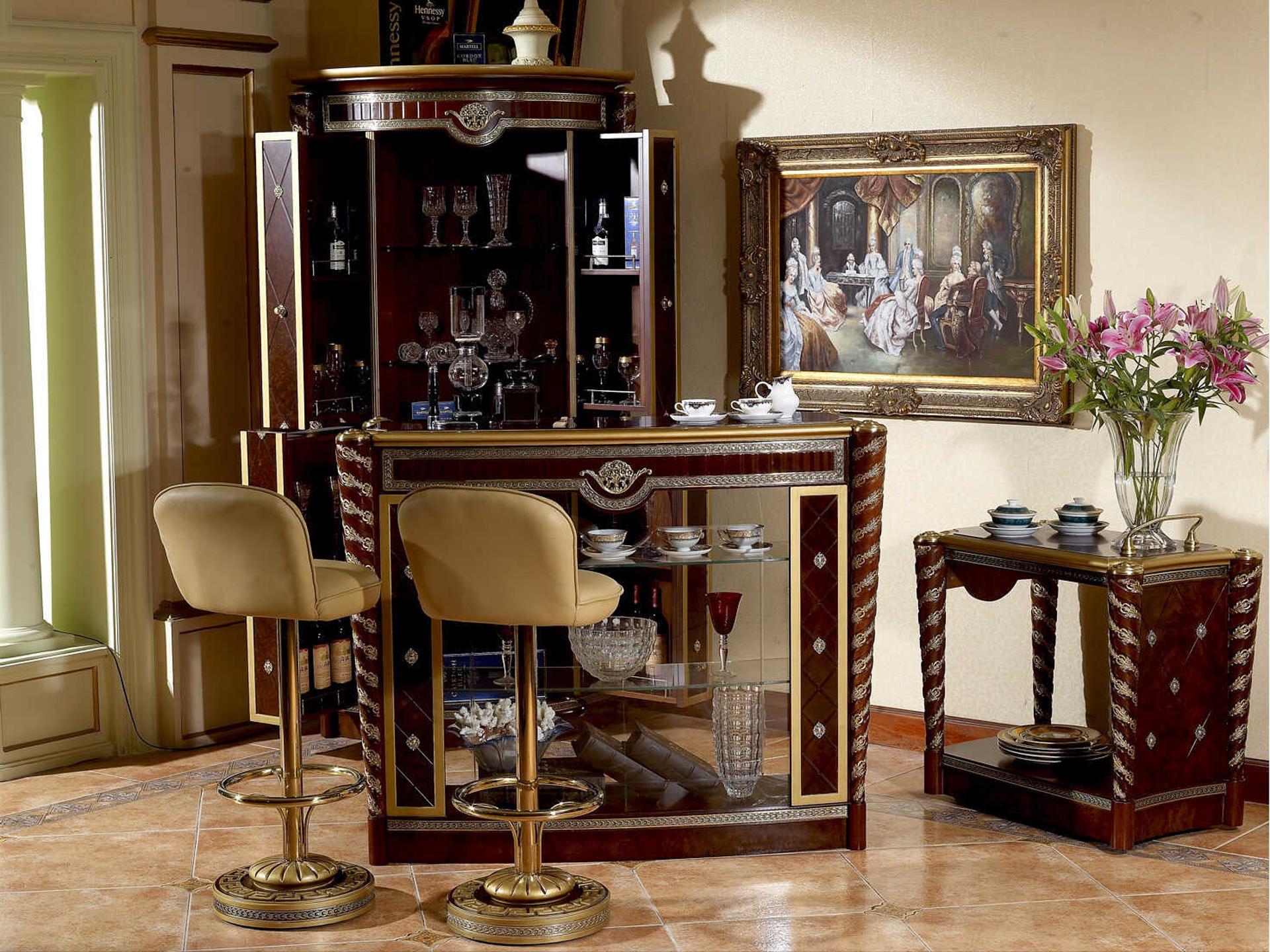 E-16 Brown Walnut Wood Bar Cabinet
