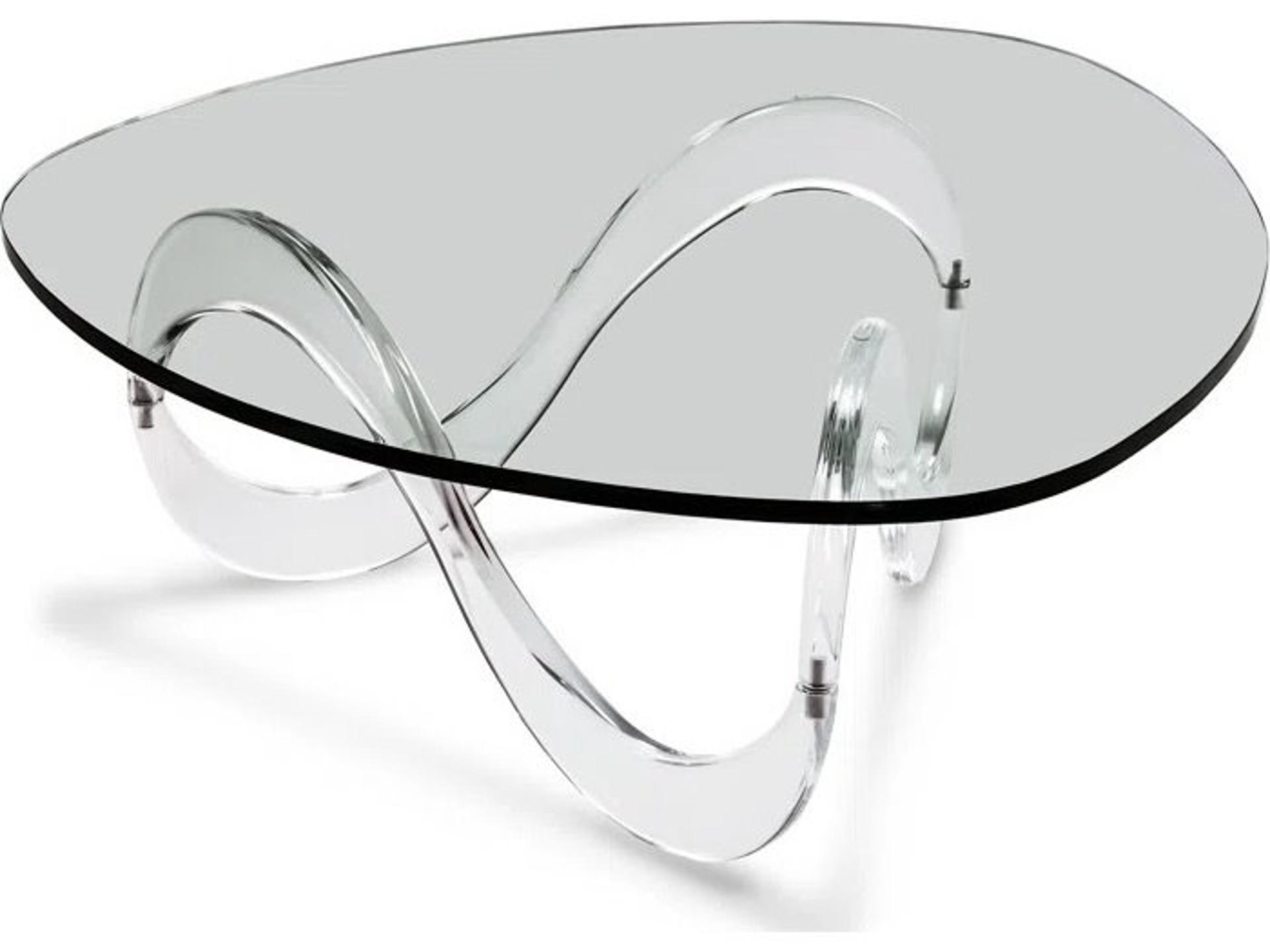 Westin Wave Square Coffee Table in Clear Acrylic and Glass