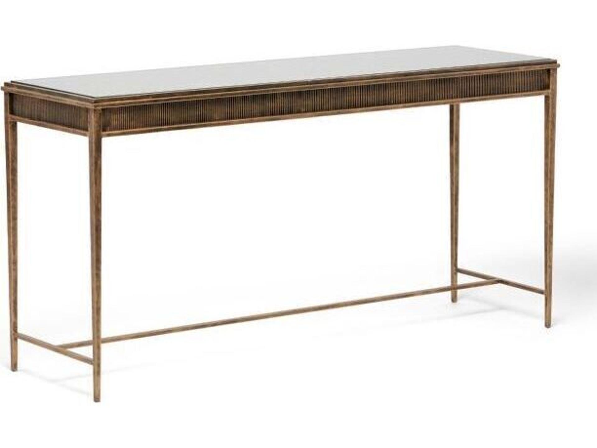 Camille Rectangular Glass Gilded Brass Clear Console Table