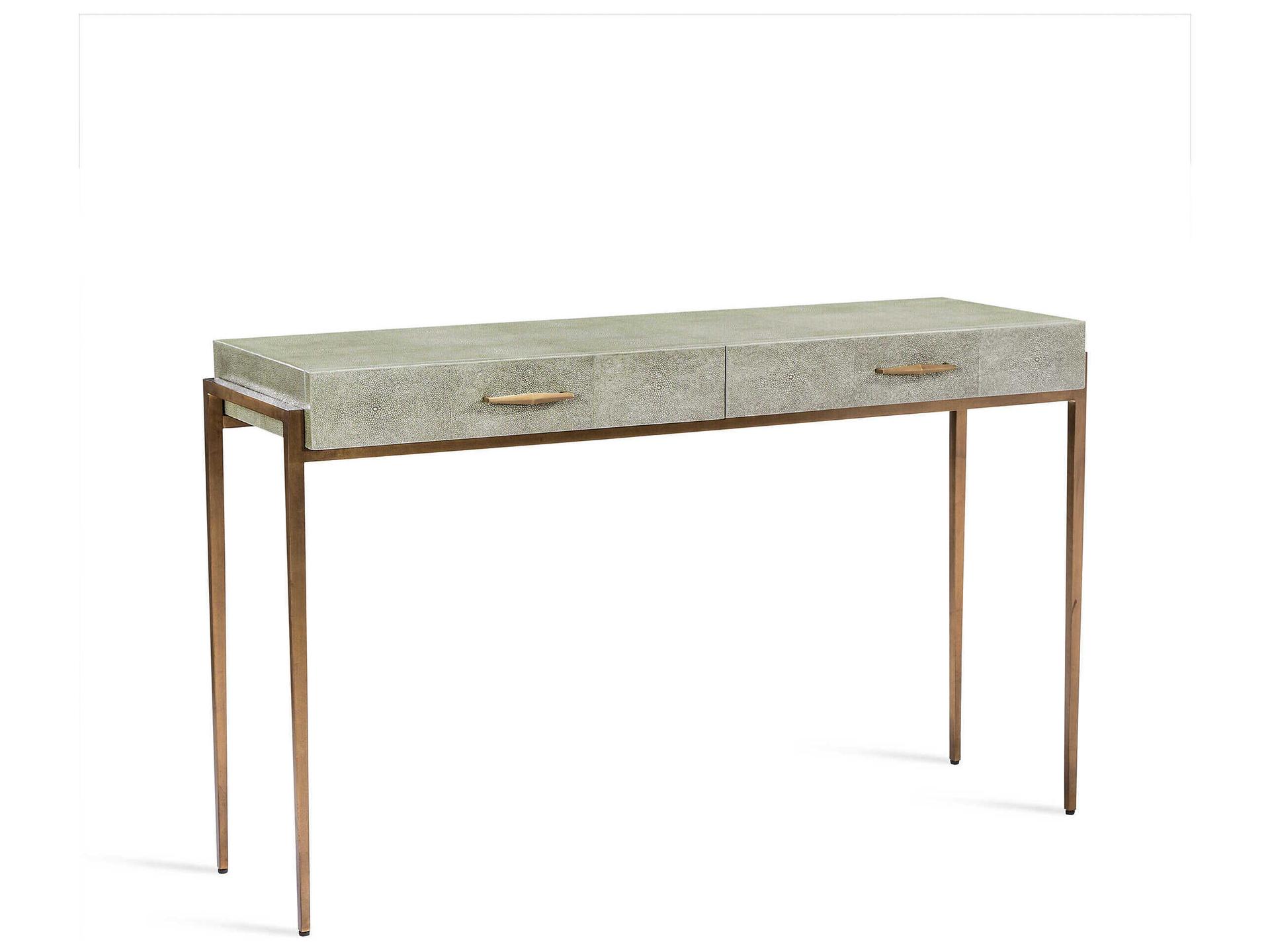 Morand Rectangular Leather Console Table in Grey Shagreen