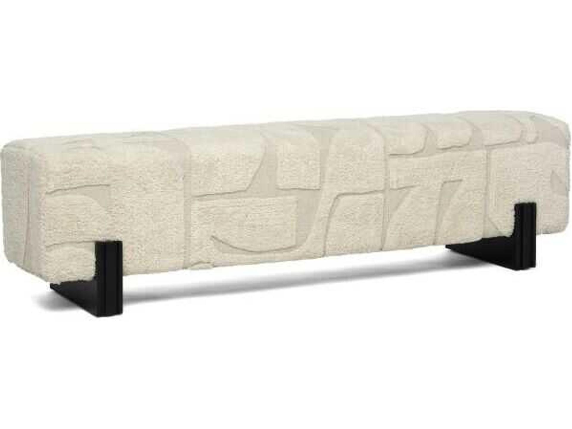 Connor Matte Black Terrain Beige Upholstered Accent Bench
