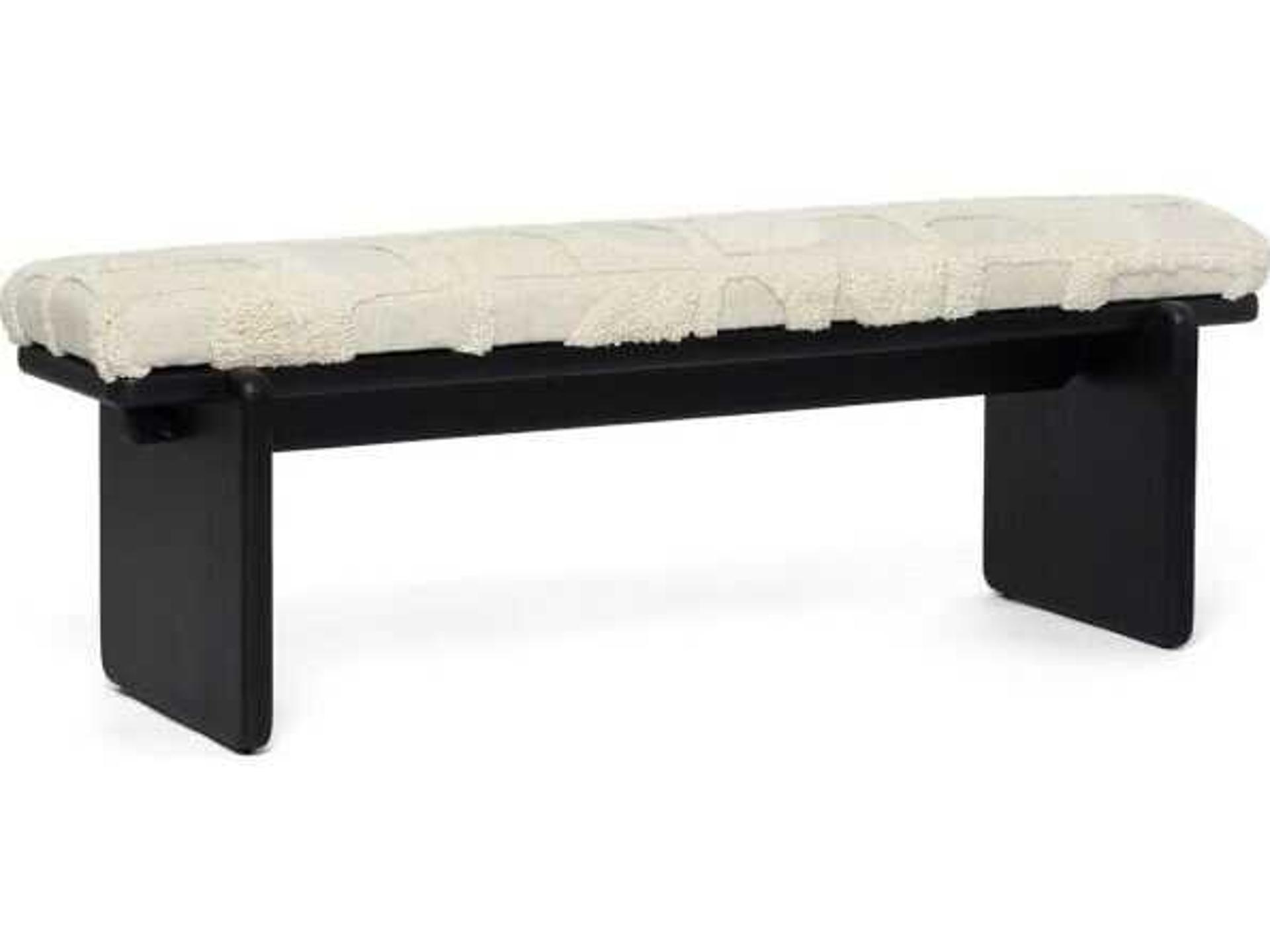 Collier Matte Black Terrain Beige Upholstered Accent Bench