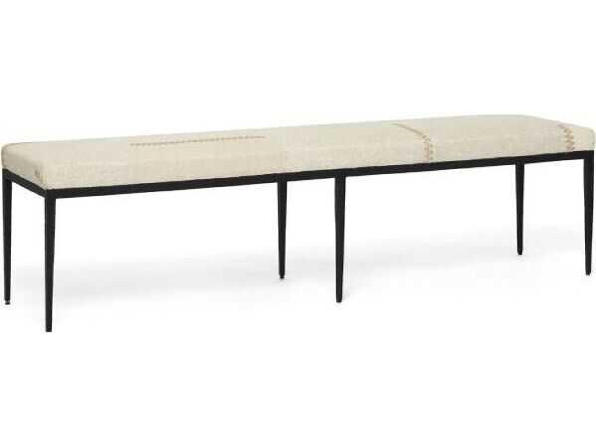 Cecile Matte Black Rye Beige Upholstered Accent Bench