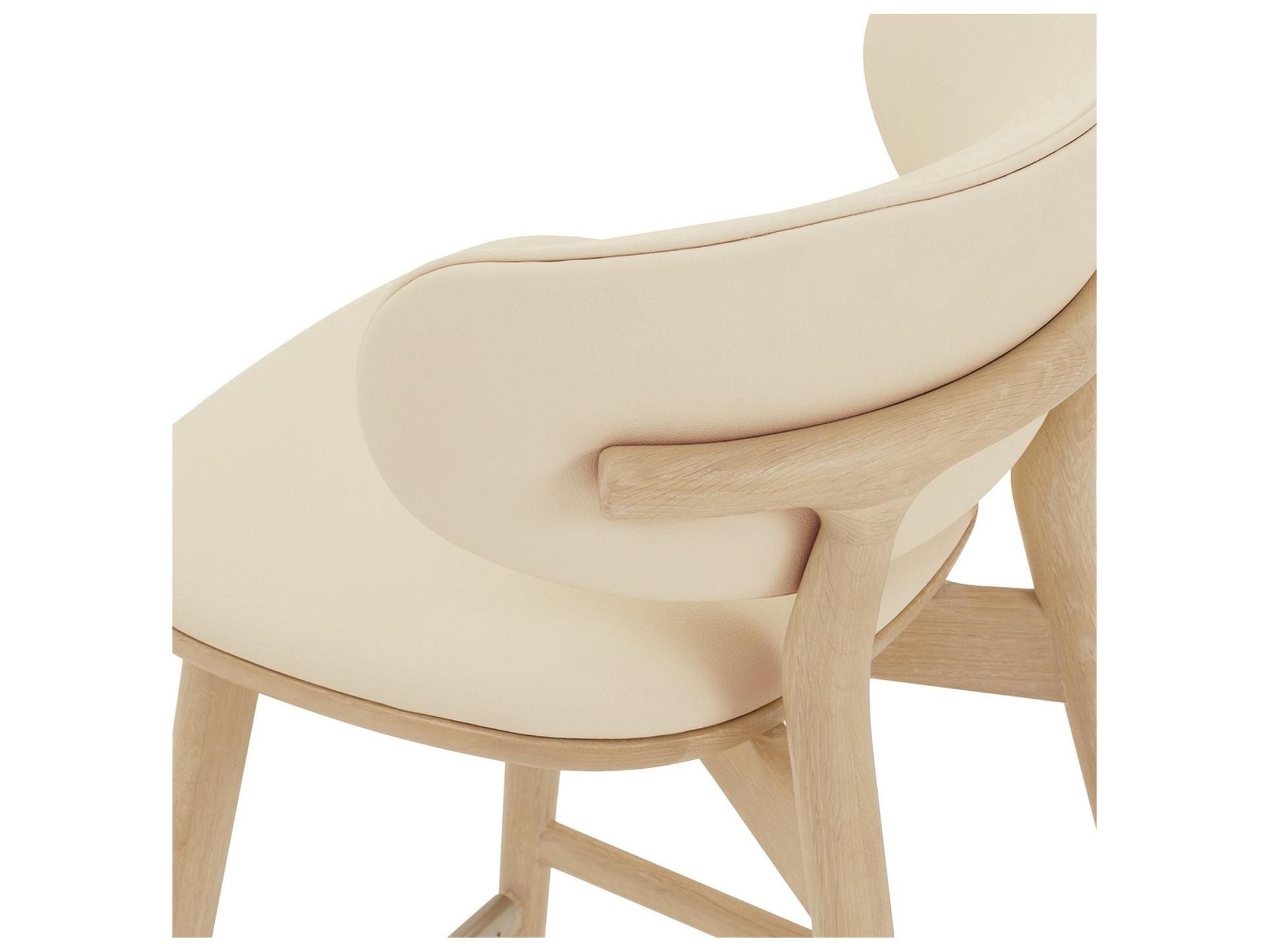 Interlude Home Soren Saddle Acorn Brushed Nickel Leather Oak Wood Bar Stool