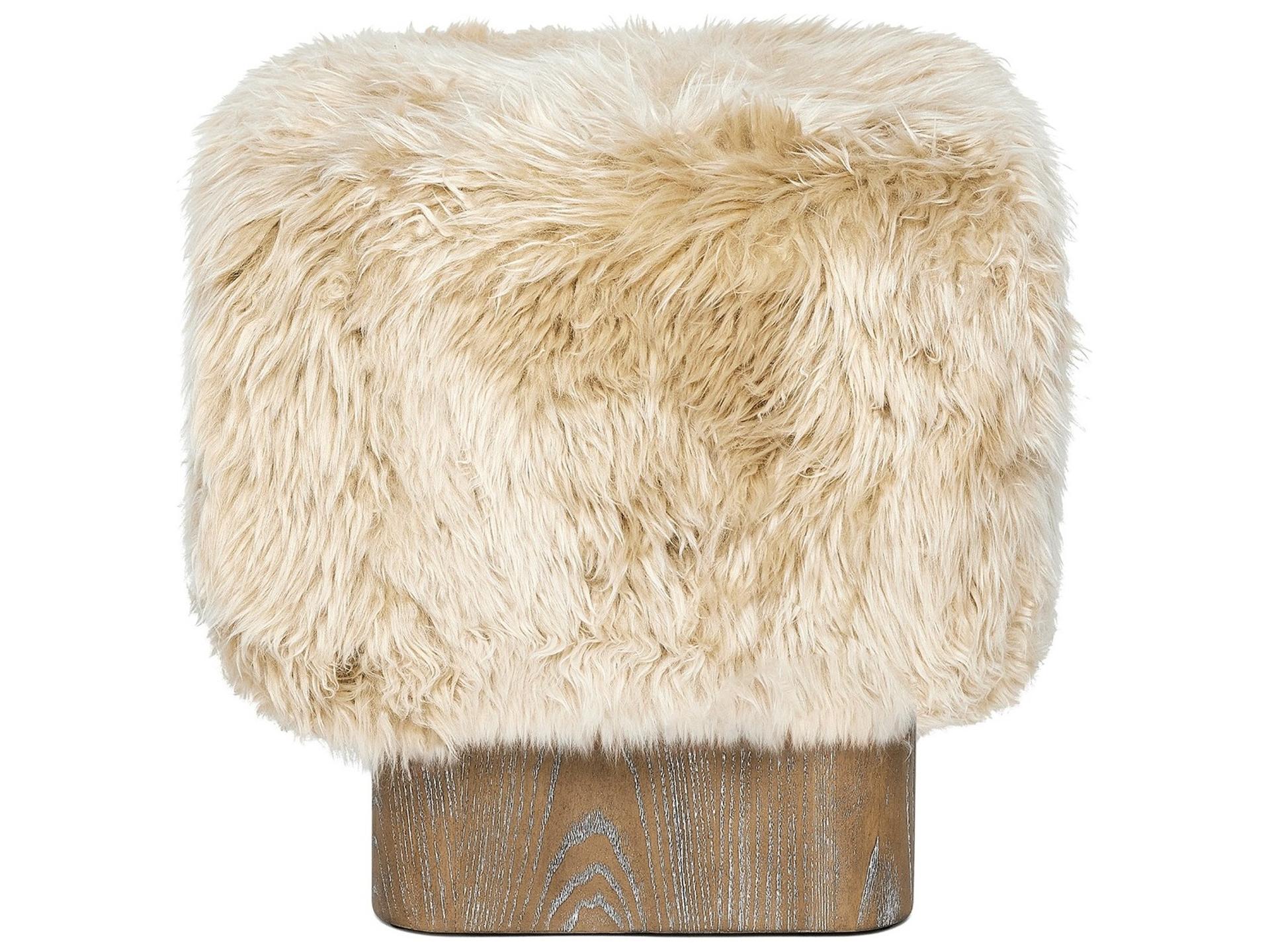 Noah Autumn Brown Morel Taupe Beige Fur Accent Stool