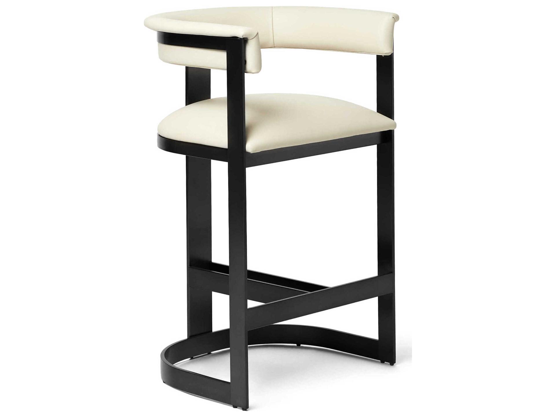 Darcy Matte Black Buff Cream Upholstered Counter Stool