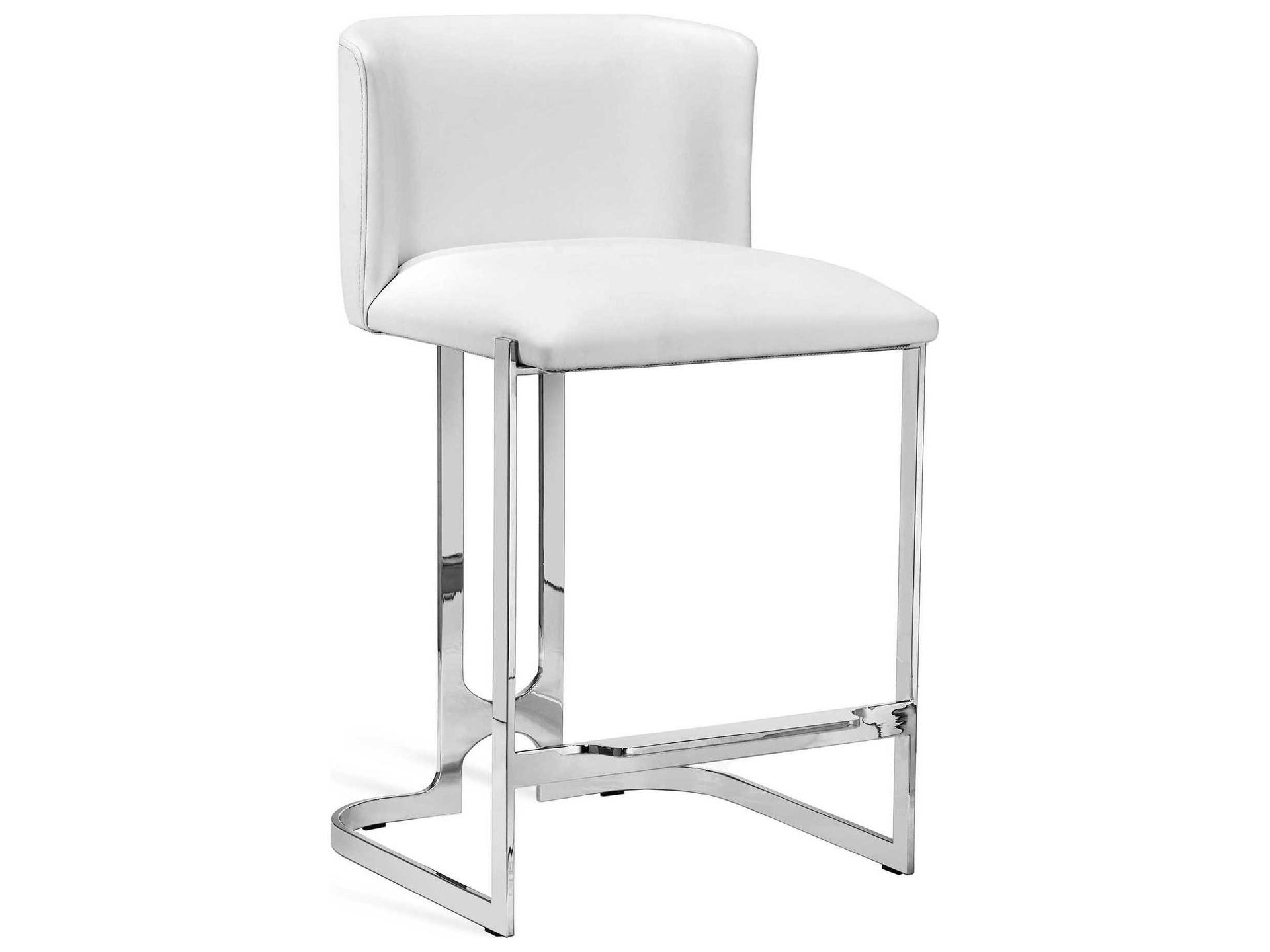 Banks Counter Stool Polished Nickel and White