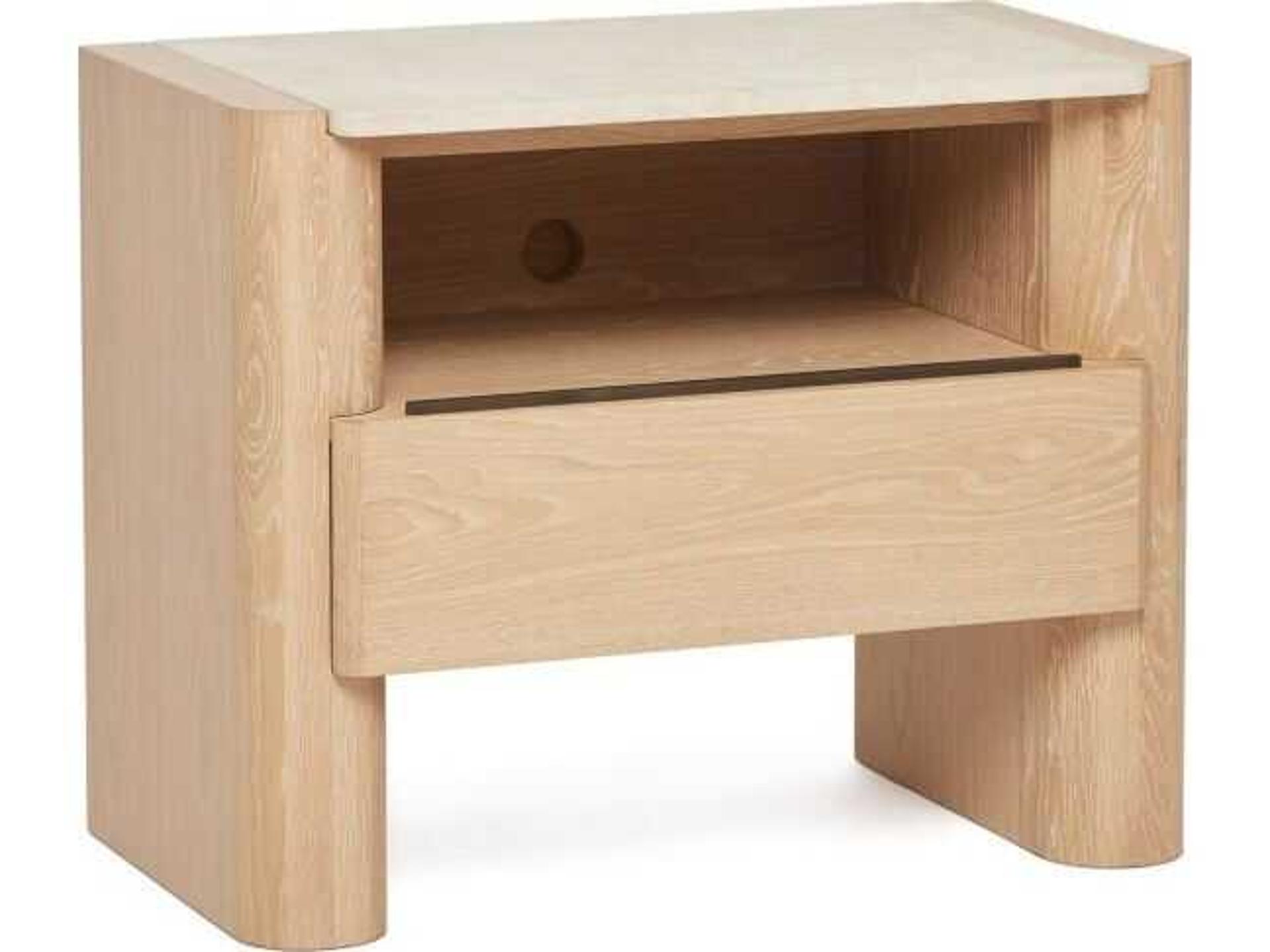 Arden 1-Drawer Natural Oak Wood Nightstand
