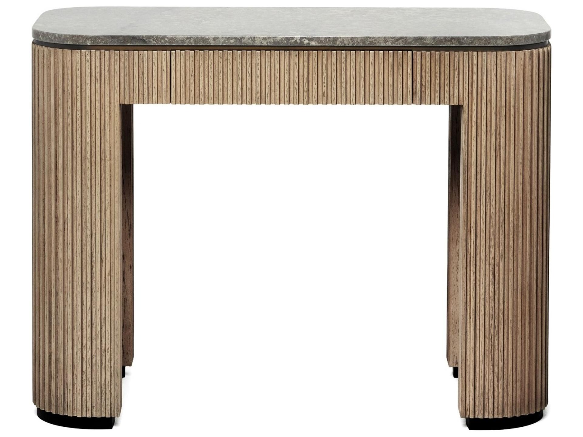 Interlude Home Morrison Washed Taupe Fossil Deep Bronze Mindi Wood Vanity Table