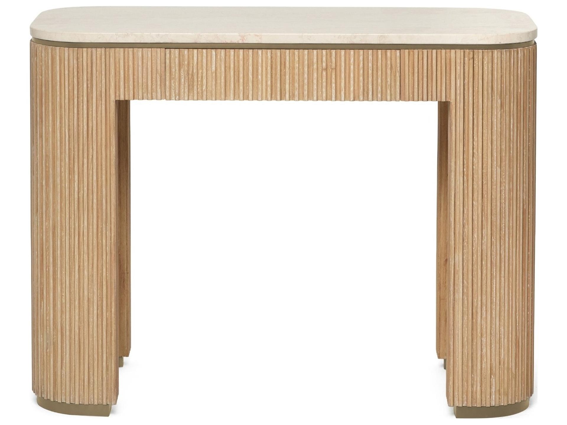 Interlude Home Morrison Husk Honey Champagne Silver Mindi Wood Vanity Table