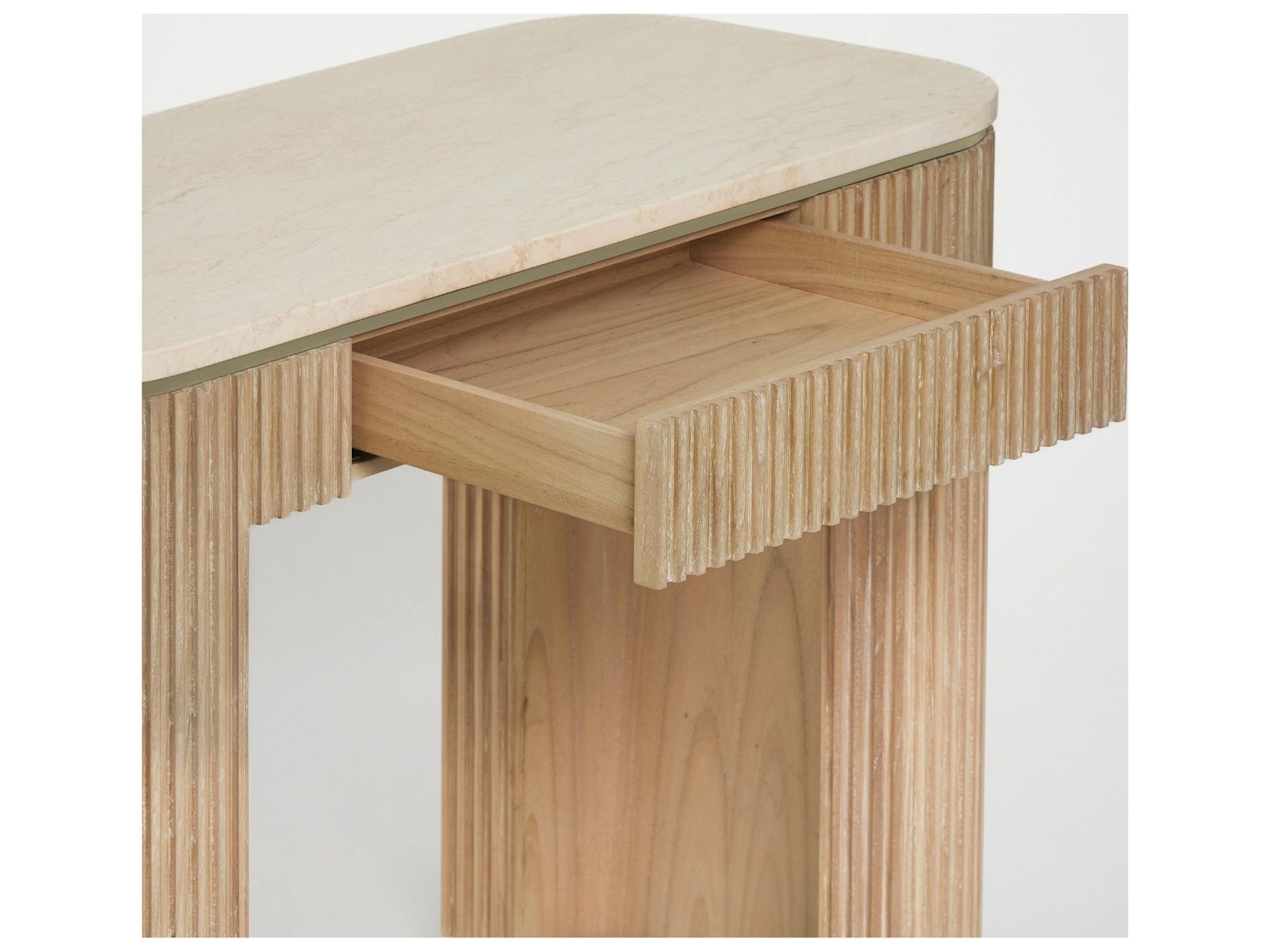 Interlude Home Morrison Husk Honey Champagne Silver Mindi Wood Vanity Table