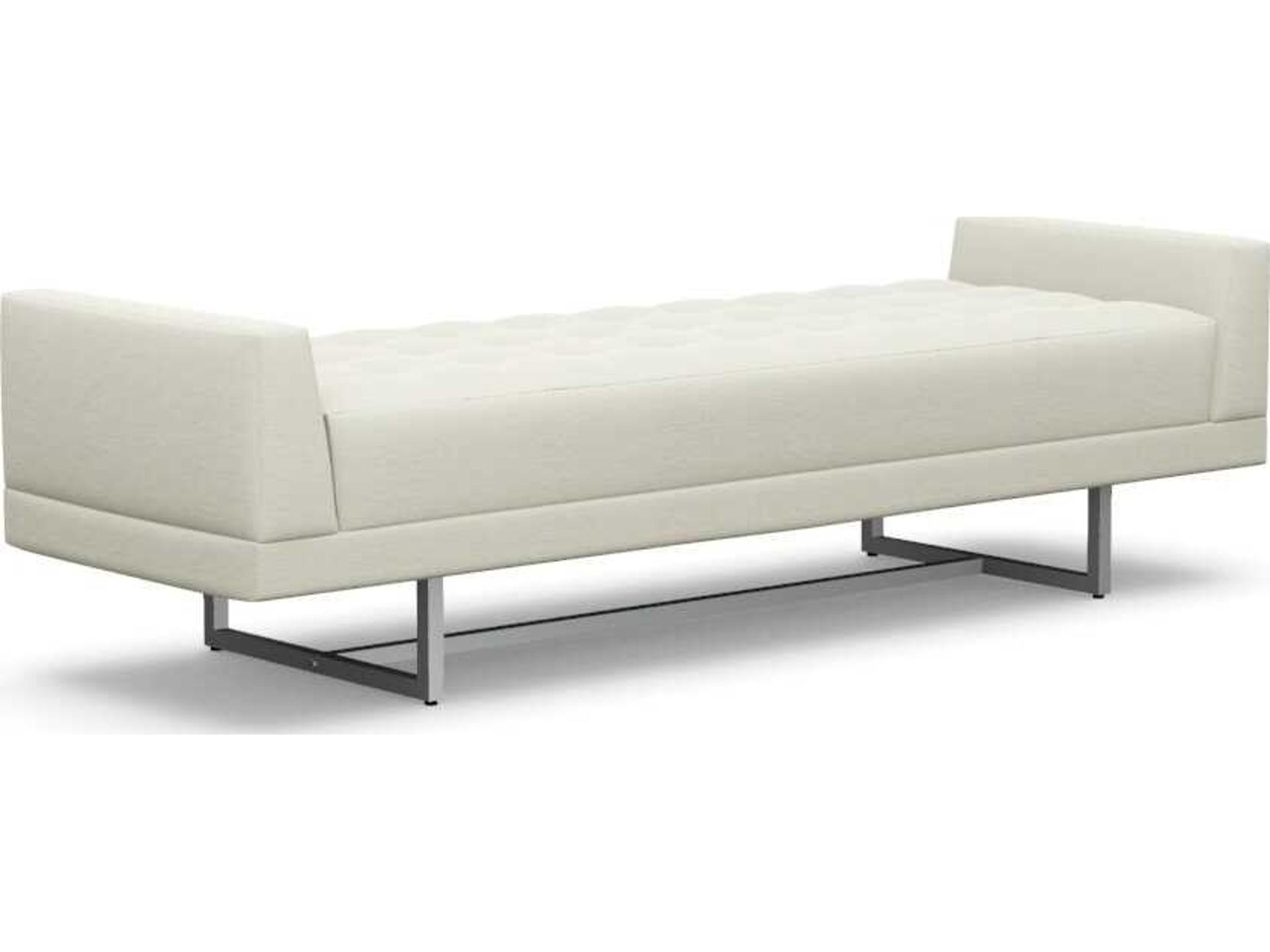 Luca Pure Polished Nickel White Upholstered Accent Bench
