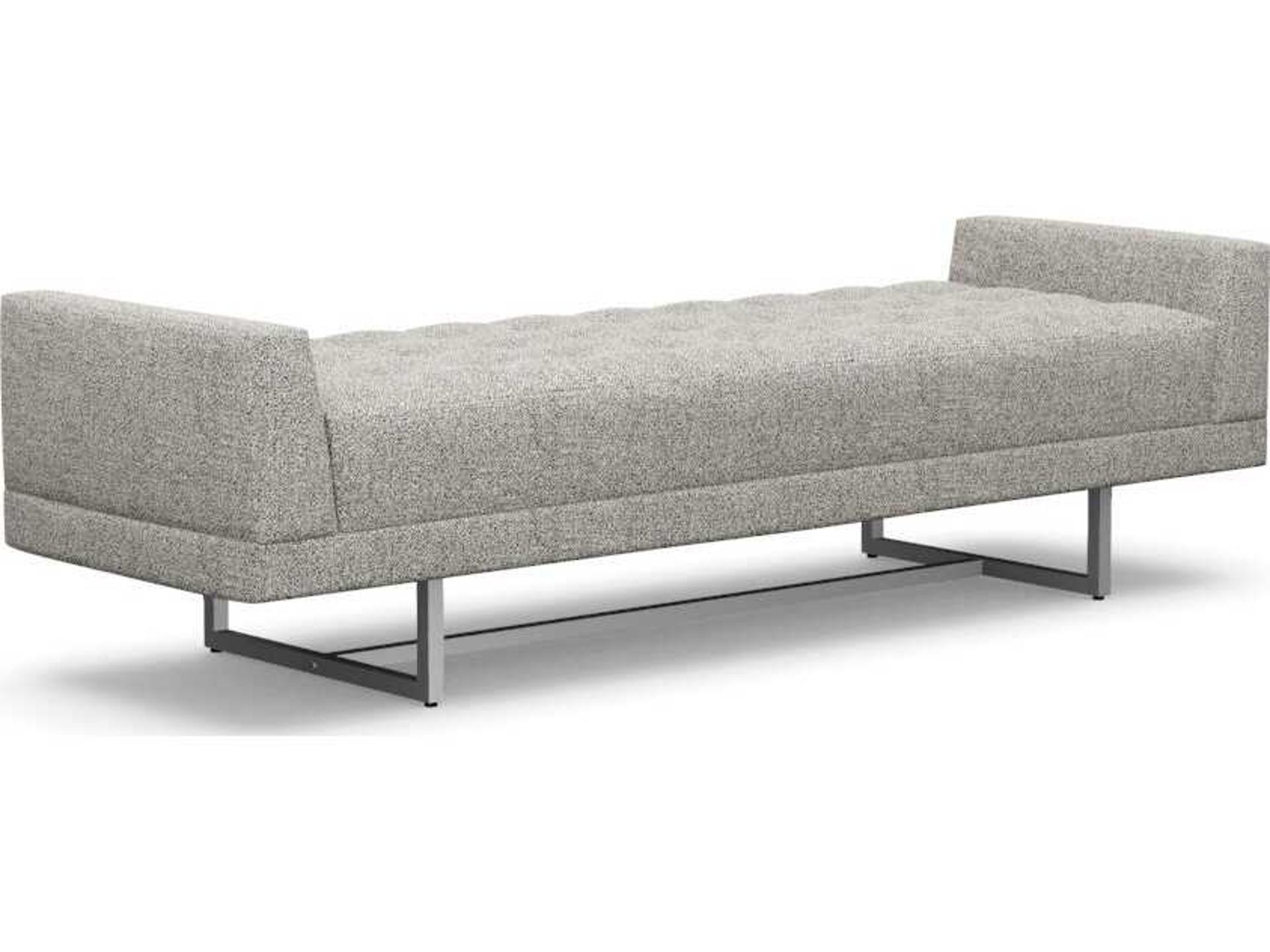 Luca Rock Polished Nickel Gray Upholstered Accent Bench