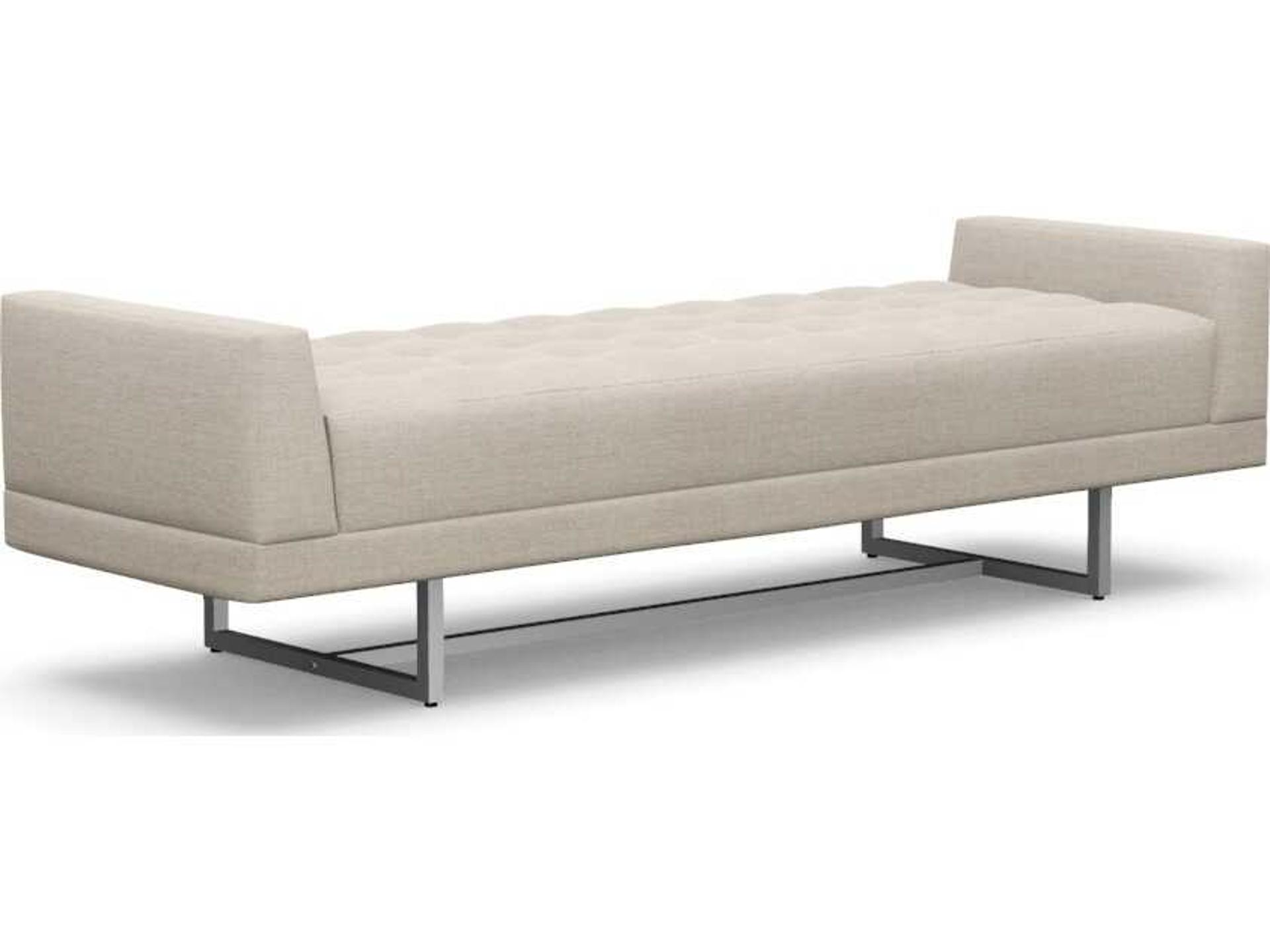 Luca Bluff Polished Nickel Beige Upholstered Accent Bench