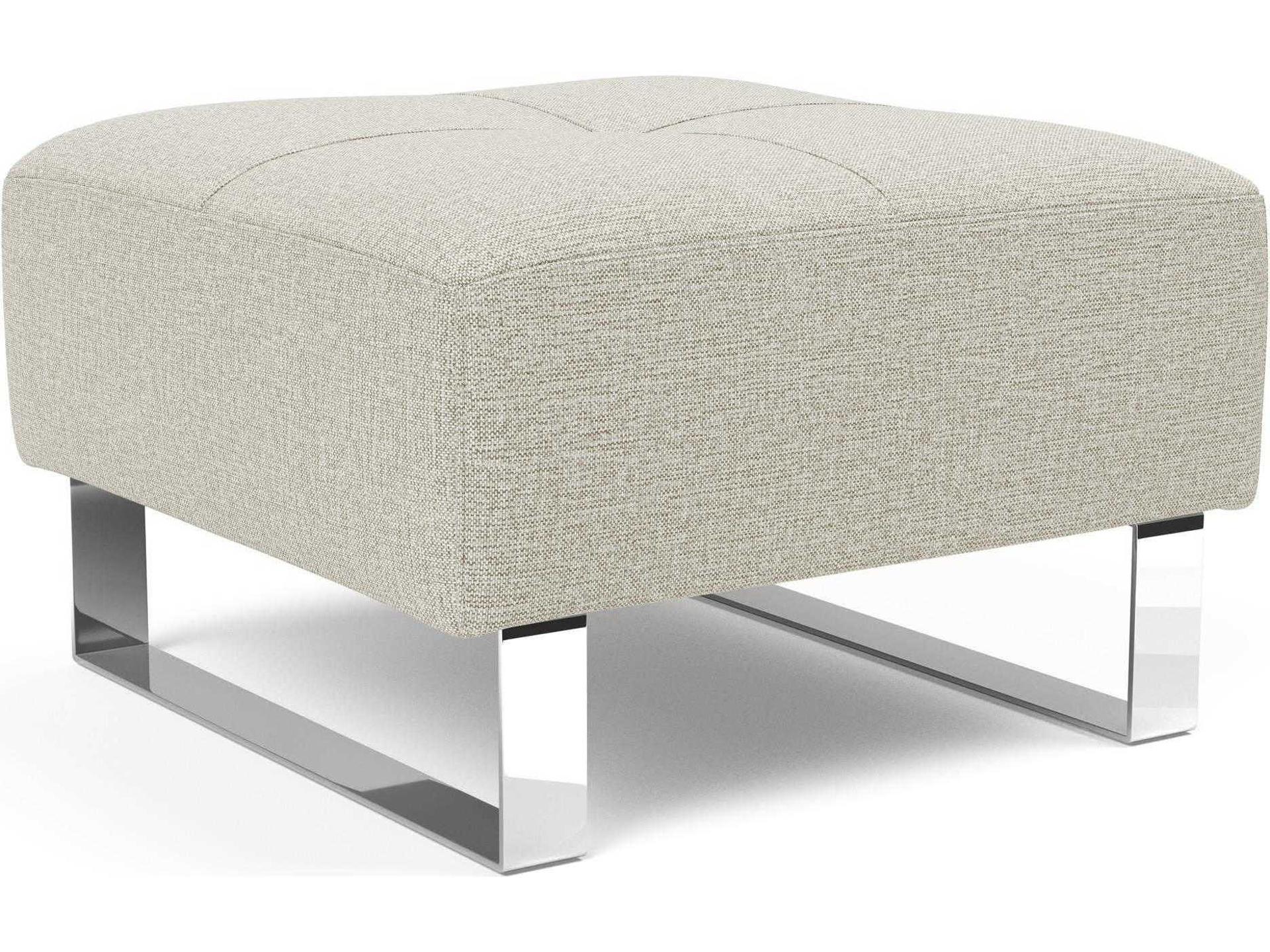 Living Deluxe Excess Ottoman in Mixed Dance Natural Fabric with Chrome Legs