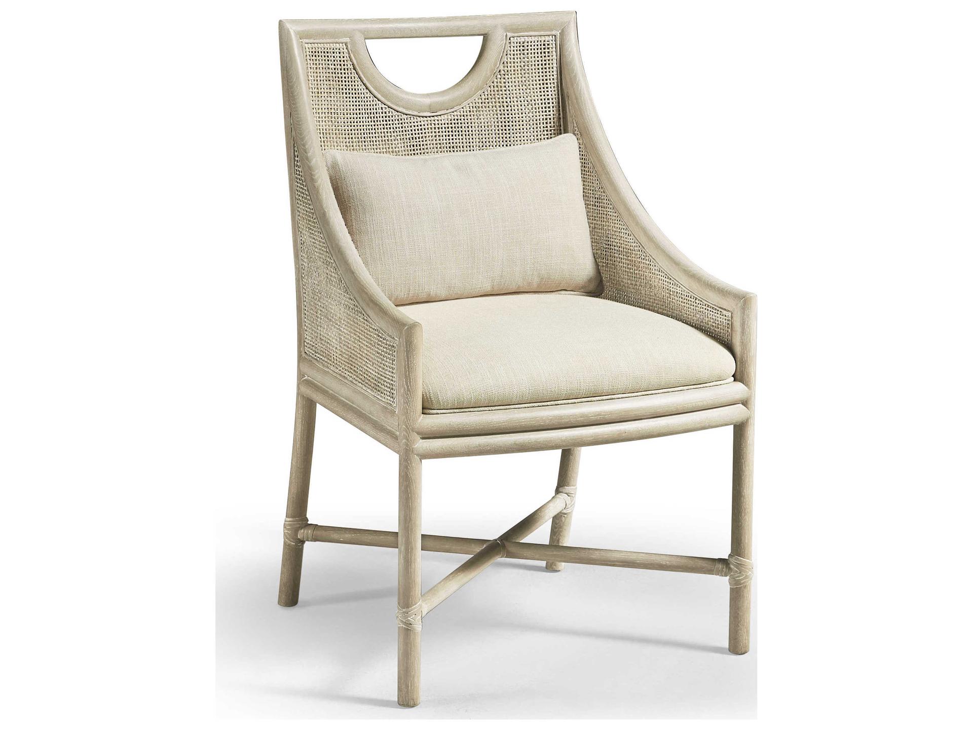 Fjord Upholstered Dining Armchair in White Washed Oak with Cane