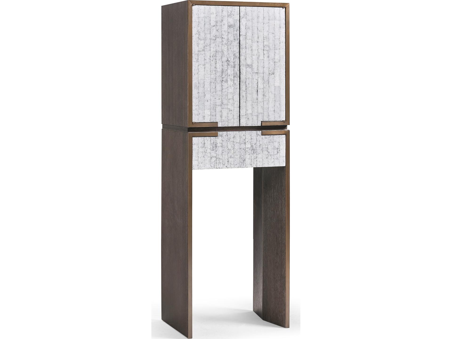 JC Modern Gaia Eggshell Bar Cabinet in White Smoke and Chocolate Apricot