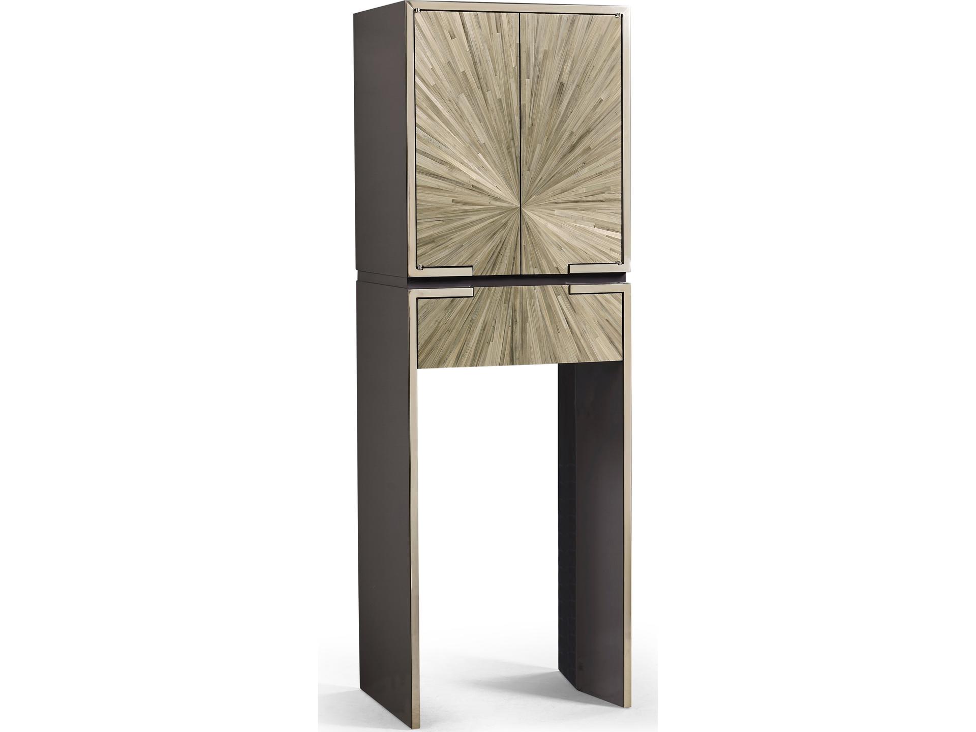 Terra Modern Bar Cabinet Natural Straw and Mineral Grey