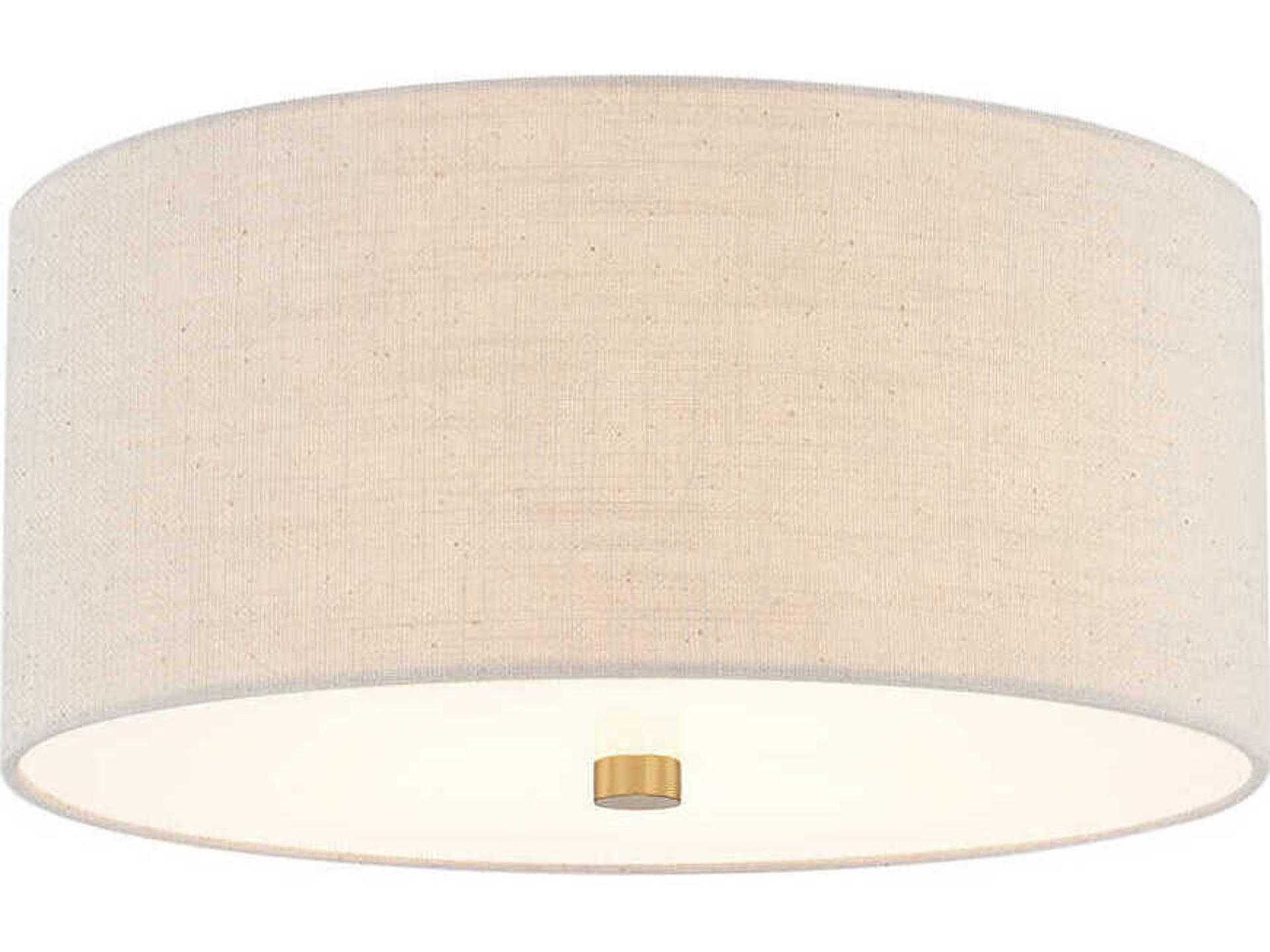 Classic 3-Light 14-Inch Drum Flush Mount in Cream Linen Fabric