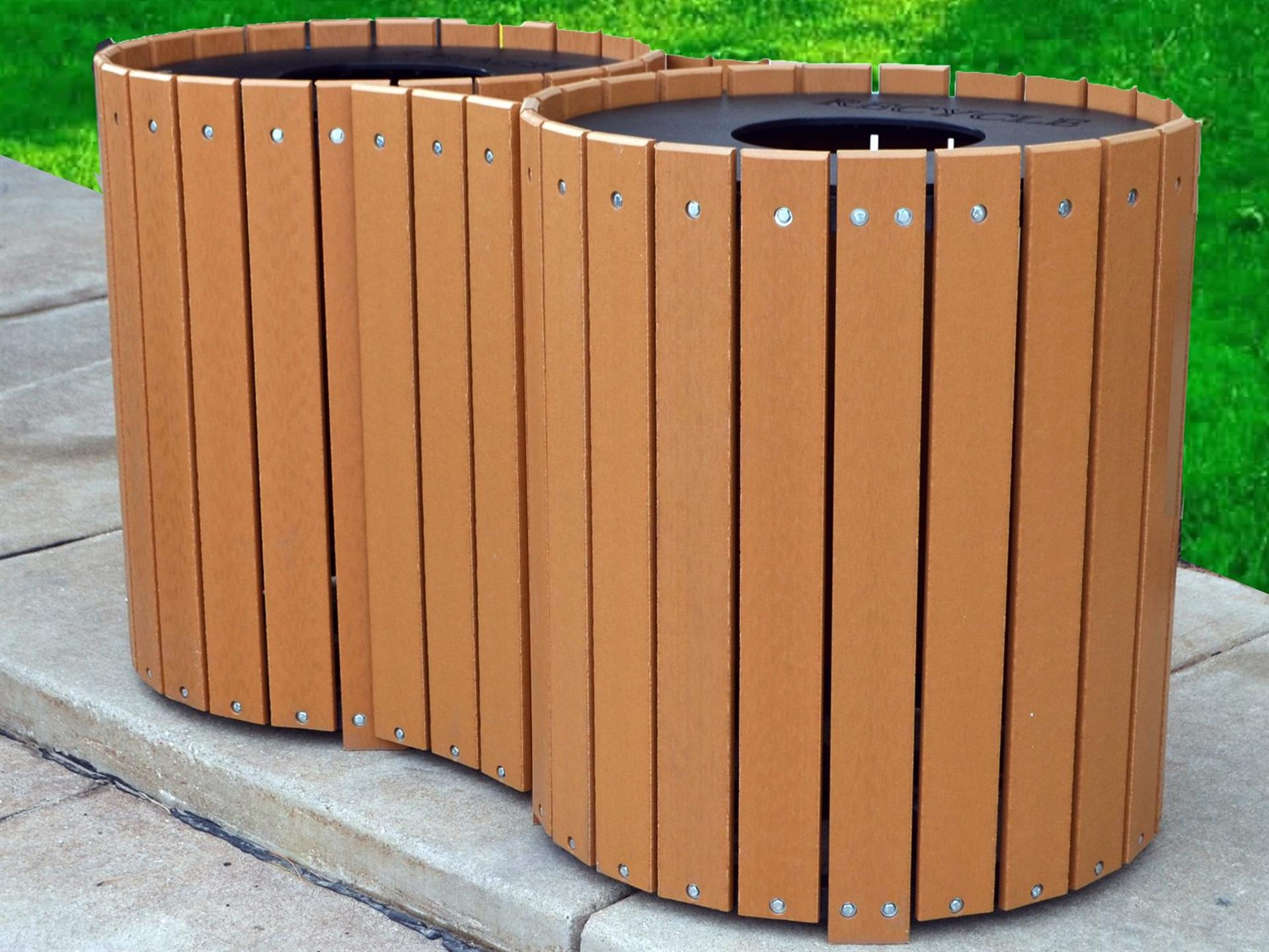 Recycled Plastic Standard Round Multi 2 Can 32 Gallon Receptacles